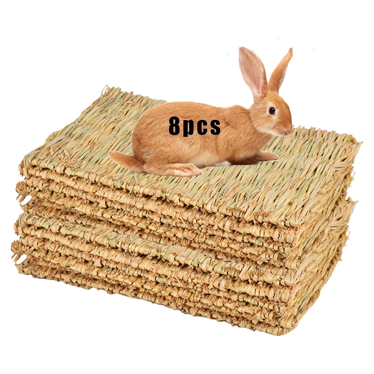 Alfombra de Hierba Tejida Hamiledyi 28x21cm para Mascotas 8Pcs