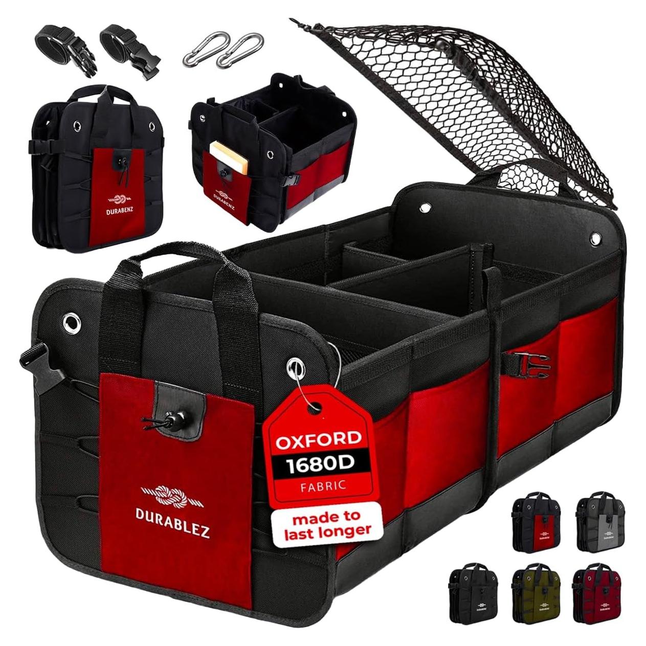 Organizador de Maletero DURABLEZ Rojo Plegable con Red Cubridora