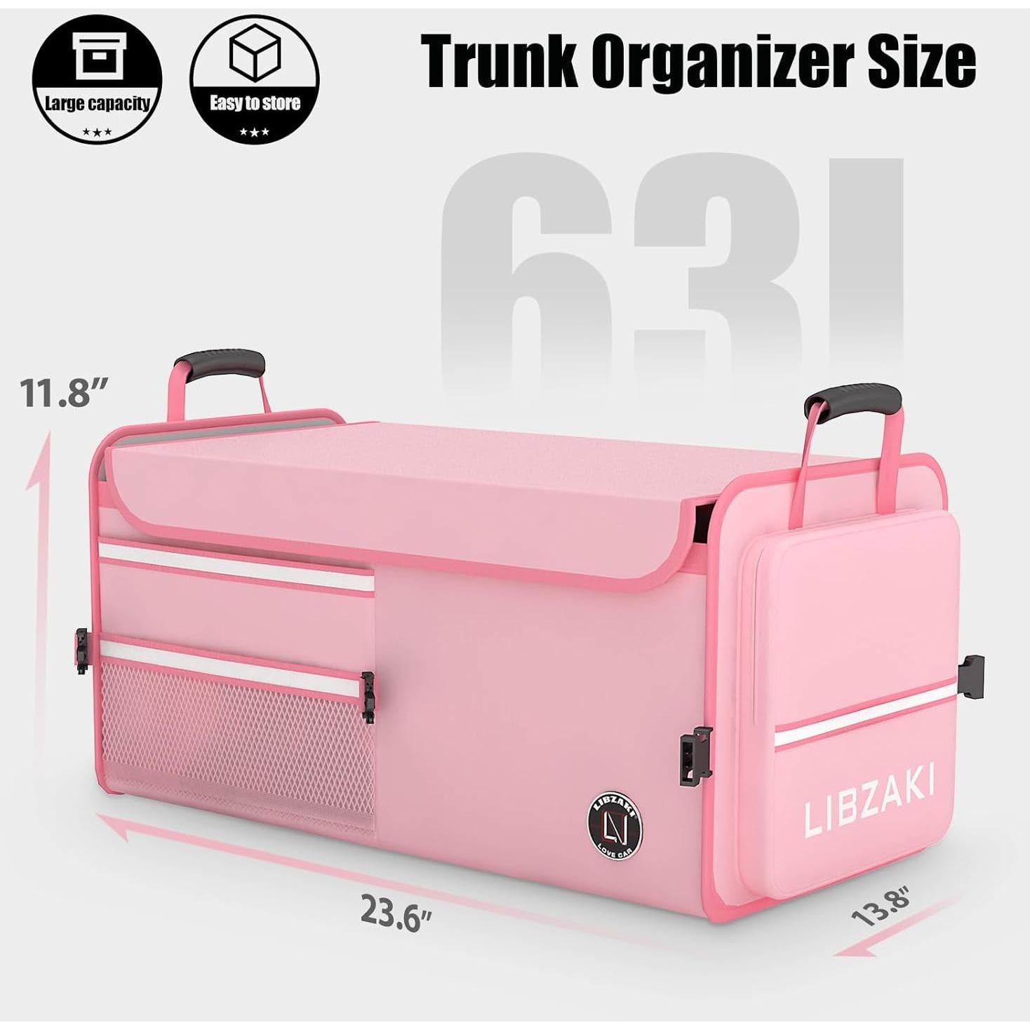 Organizador de Maletero LIBZAKI Plegable Rosa 63L/32L