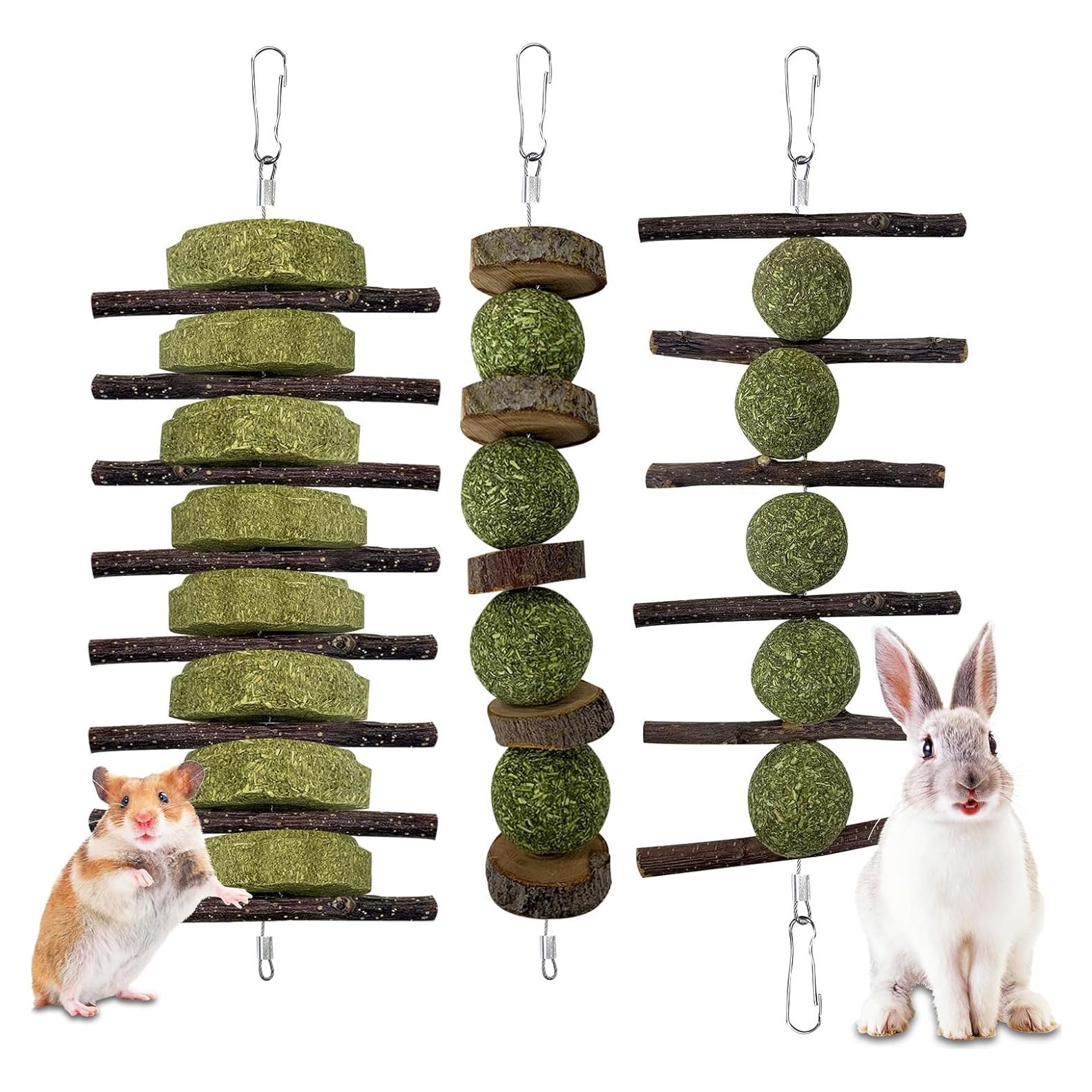 Juguetes de Masticar Permotary para Conejos - 3 Piezas Naturales