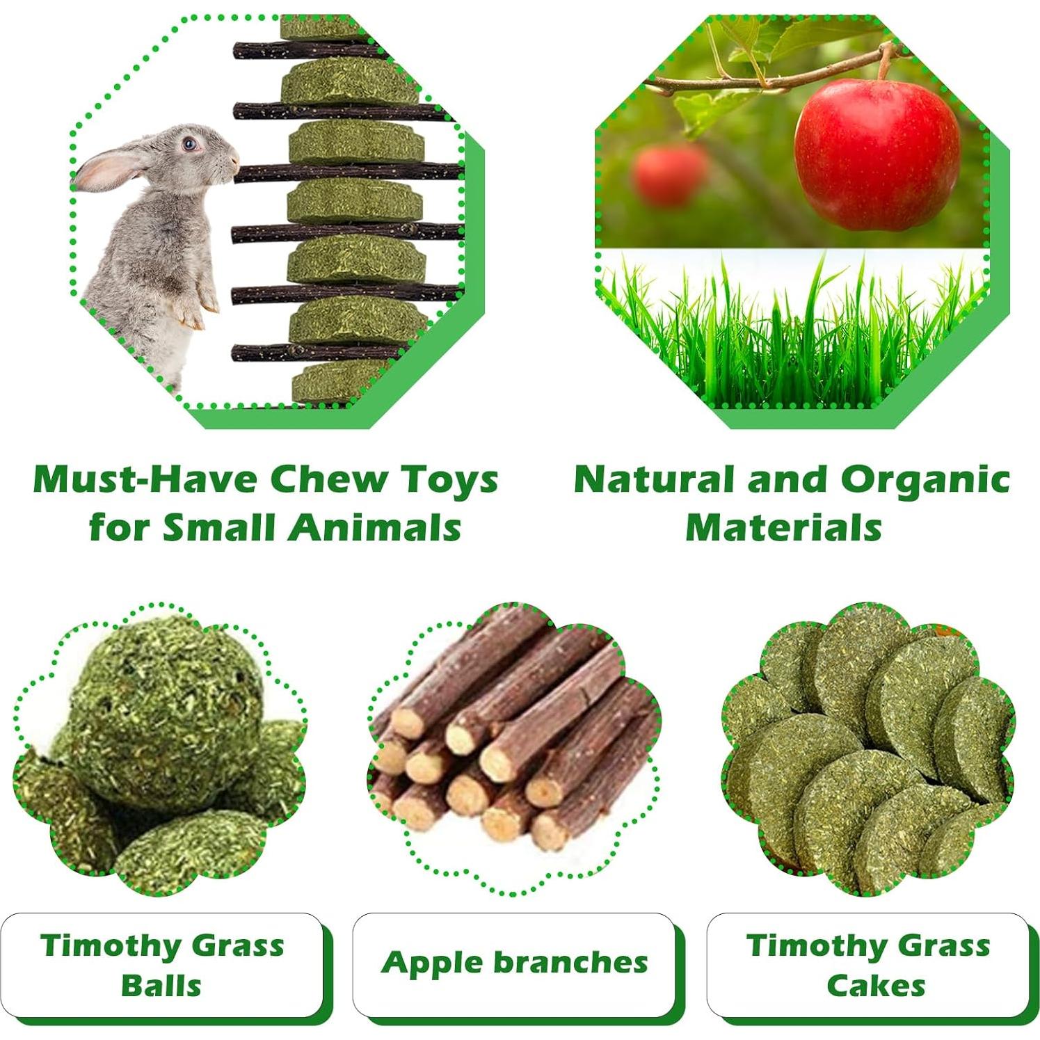 Juguetes de Masticar Permotary para Conejos - 3 Piezas Naturales