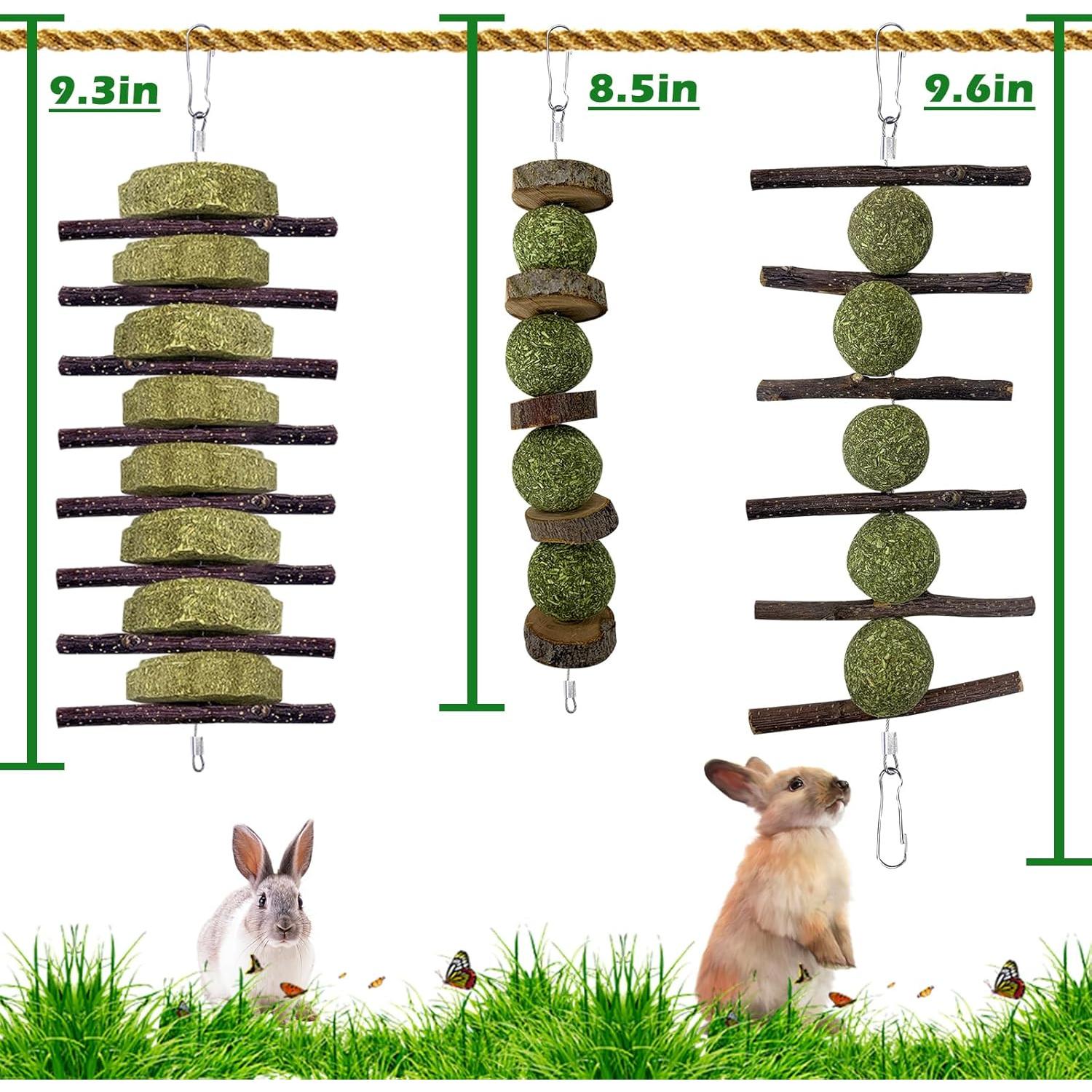 Juguetes de Masticar Permotary para Conejos - 3 Piezas Naturales