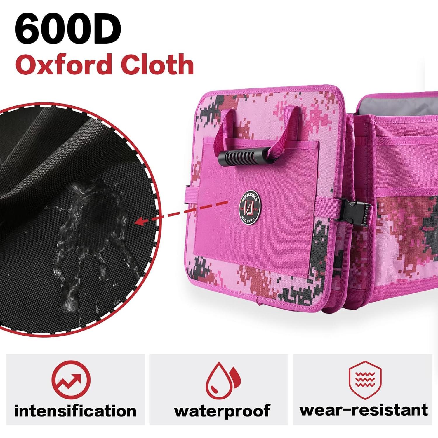 Organizador de Maletero LIBZAKI 95L con Bolsa Térmica 26L - Camuflaje Rosa