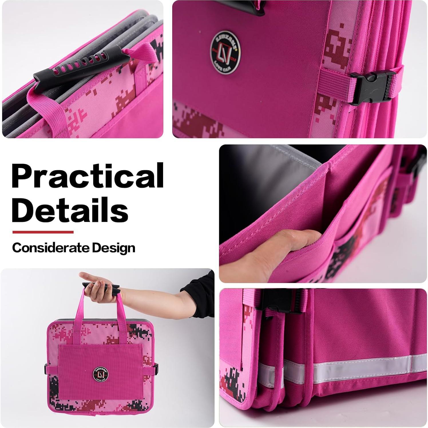 Organizador de Maletero LIBZAKI 95L con Bolsa Térmica 26L - Camuflaje Rosa