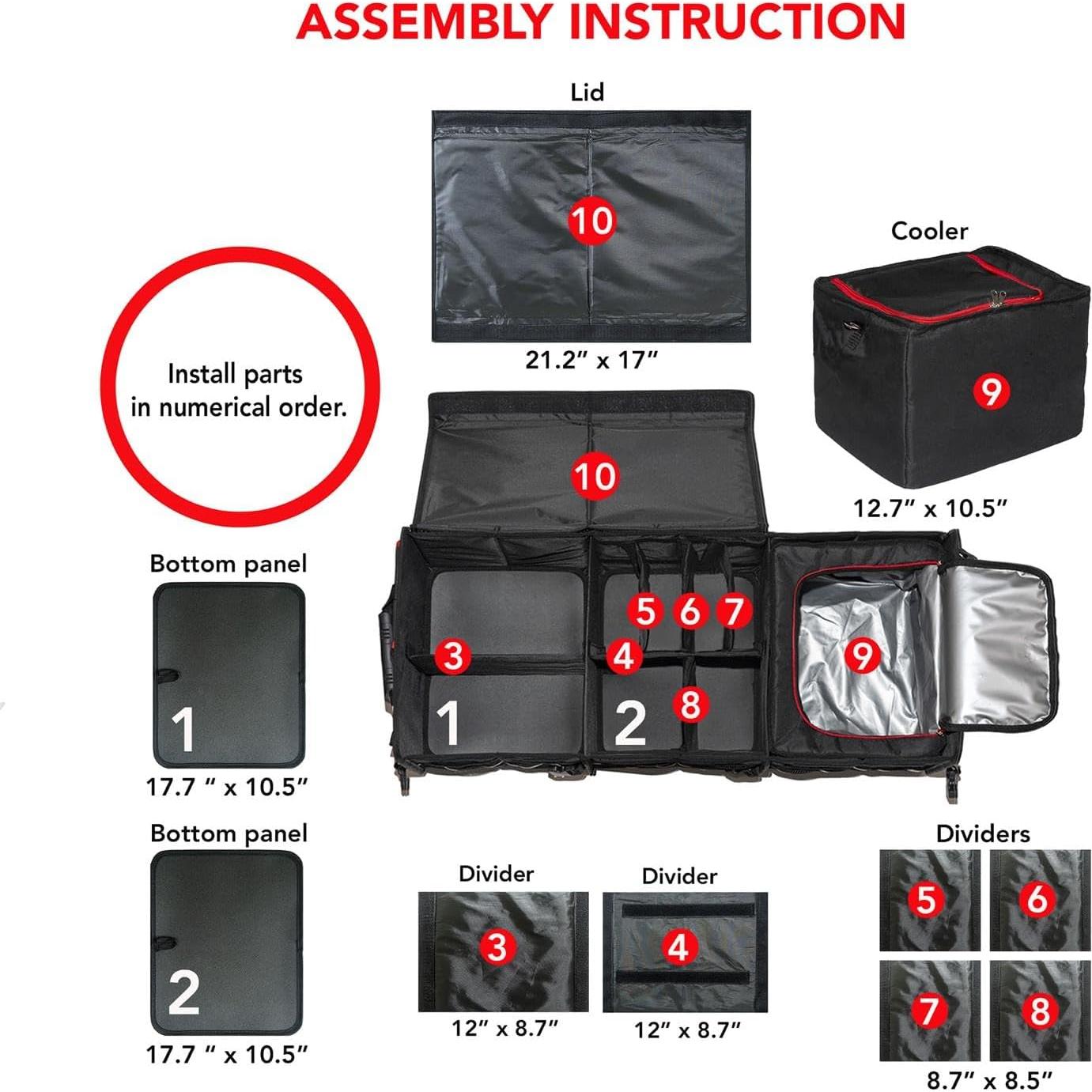 Organizador de Maletero J&K Plegable 105L con Bolsa Térmica