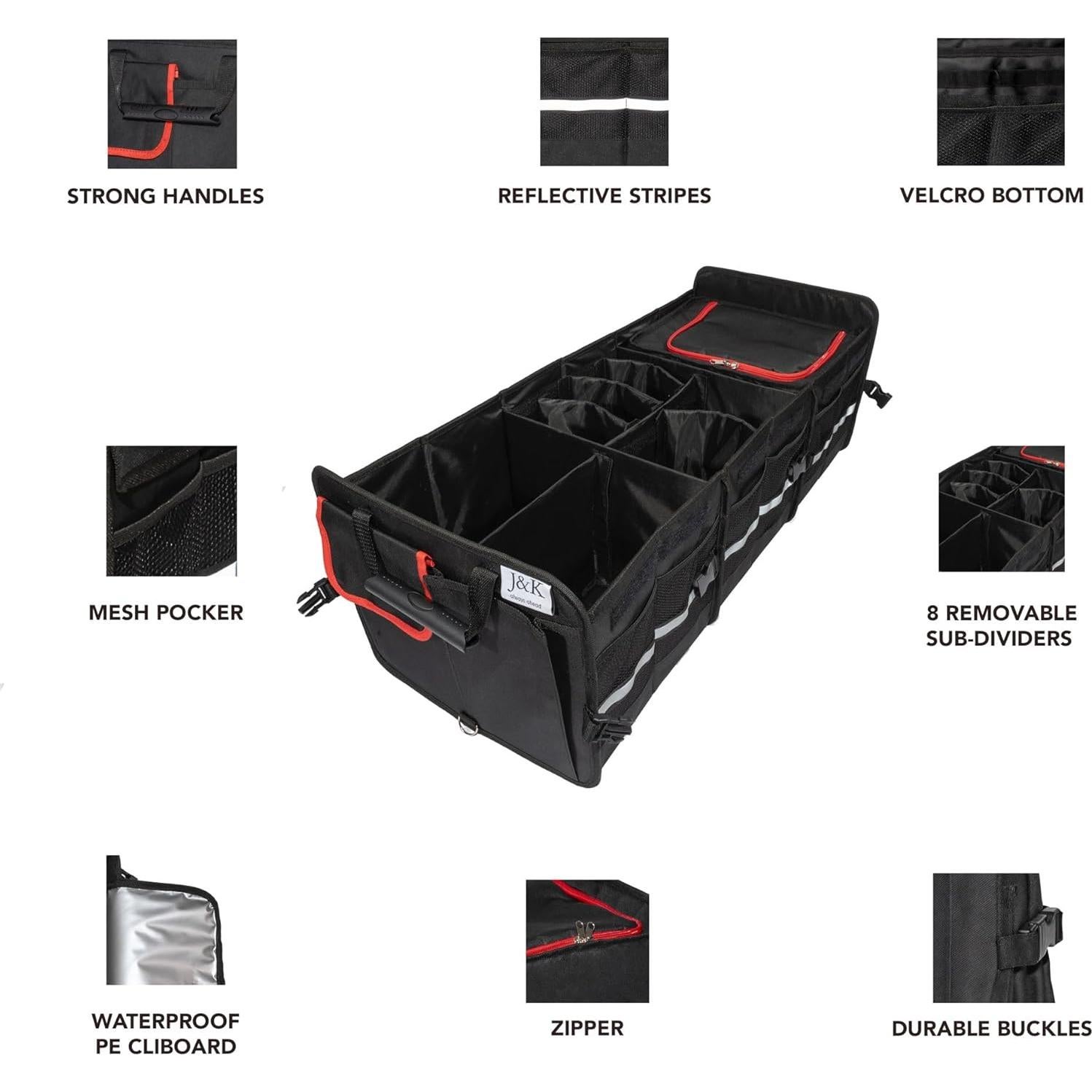 Organizador de Maletero J&K Plegable 105L con Bolsa Térmica