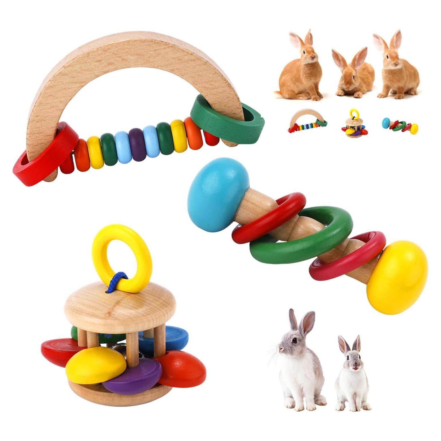 Juguetes de Madera para Conejos XIHIRCD - 3 Piezas Resistentes