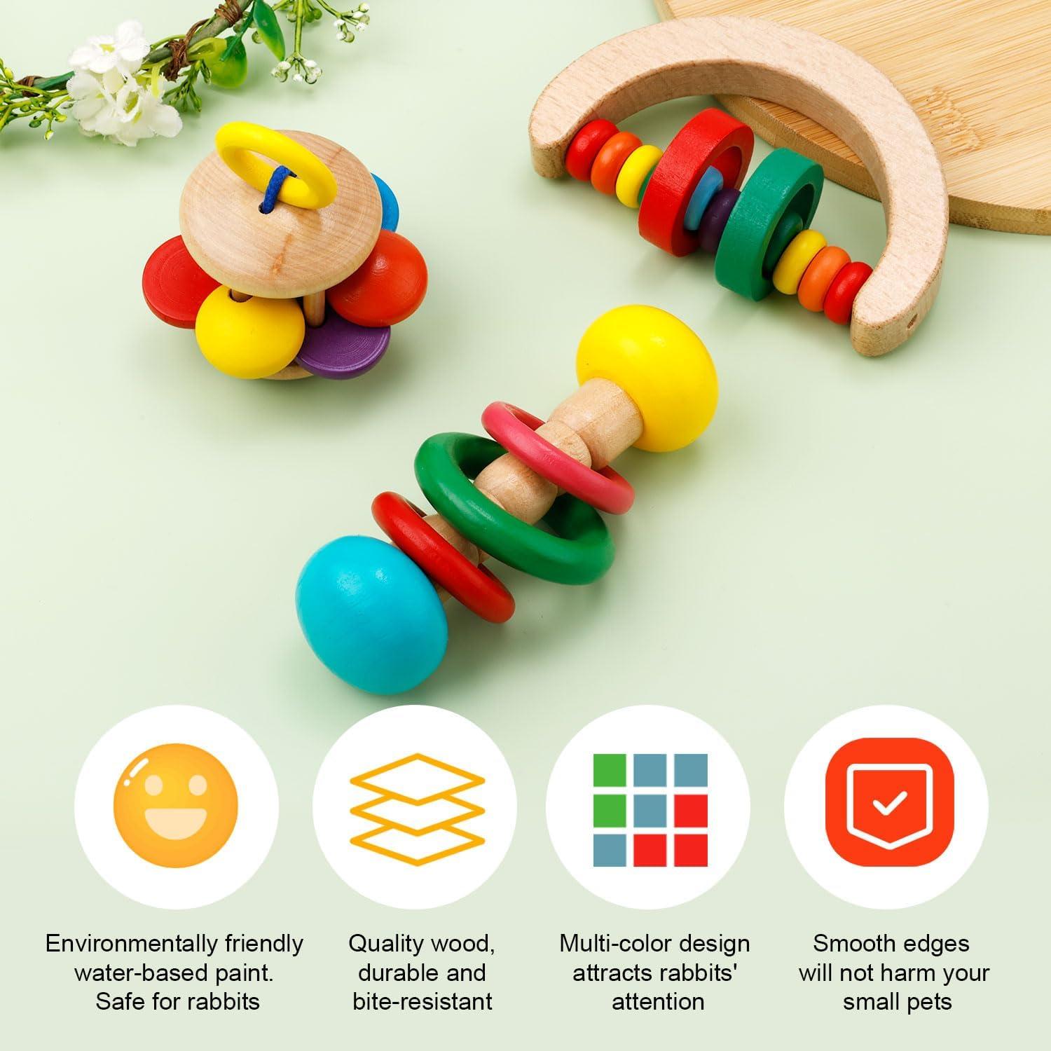 Juguetes de Madera para Conejos XIHIRCD - 3 Piezas Resistentes