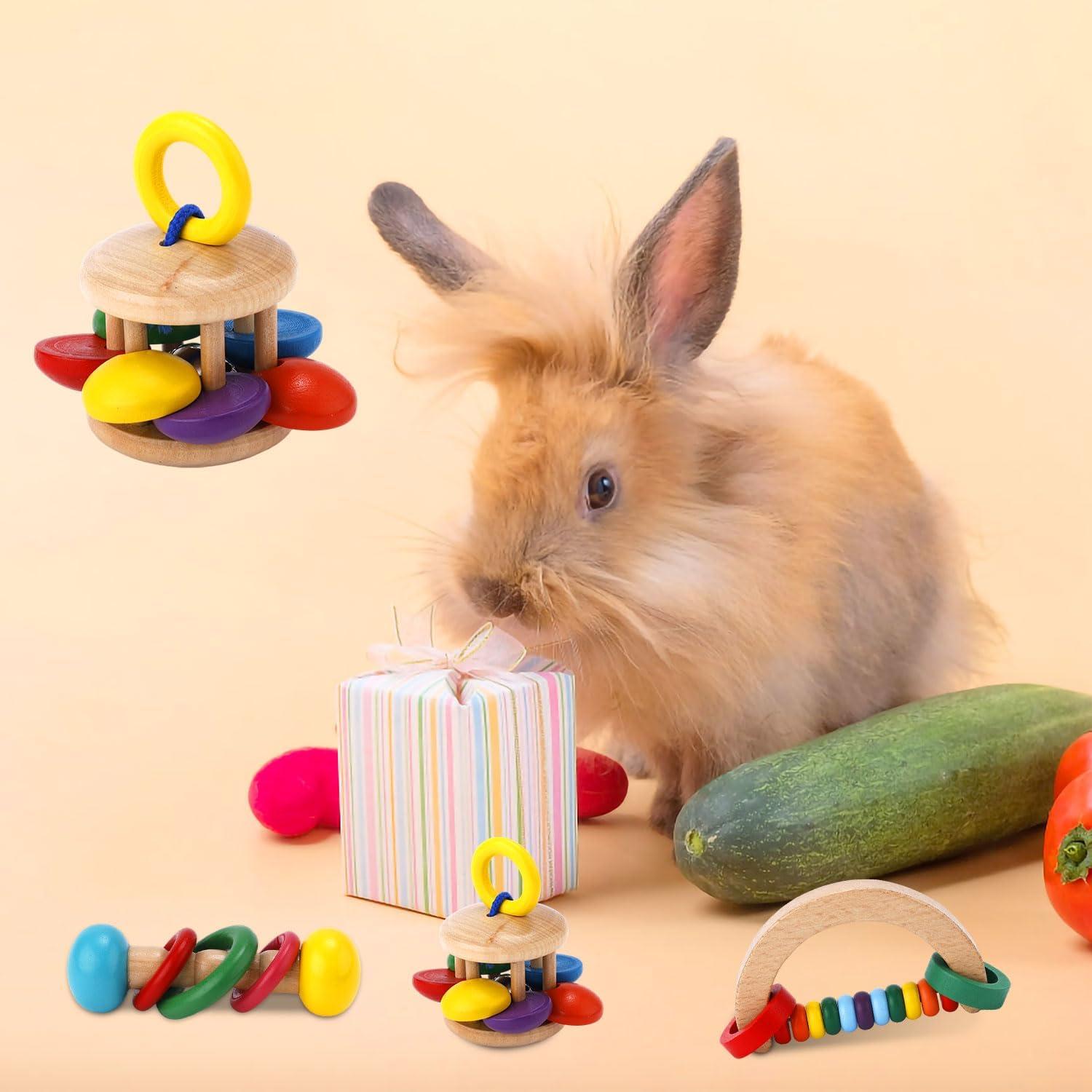 Juguetes de Madera para Conejos XIHIRCD - 3 Piezas Resistentes