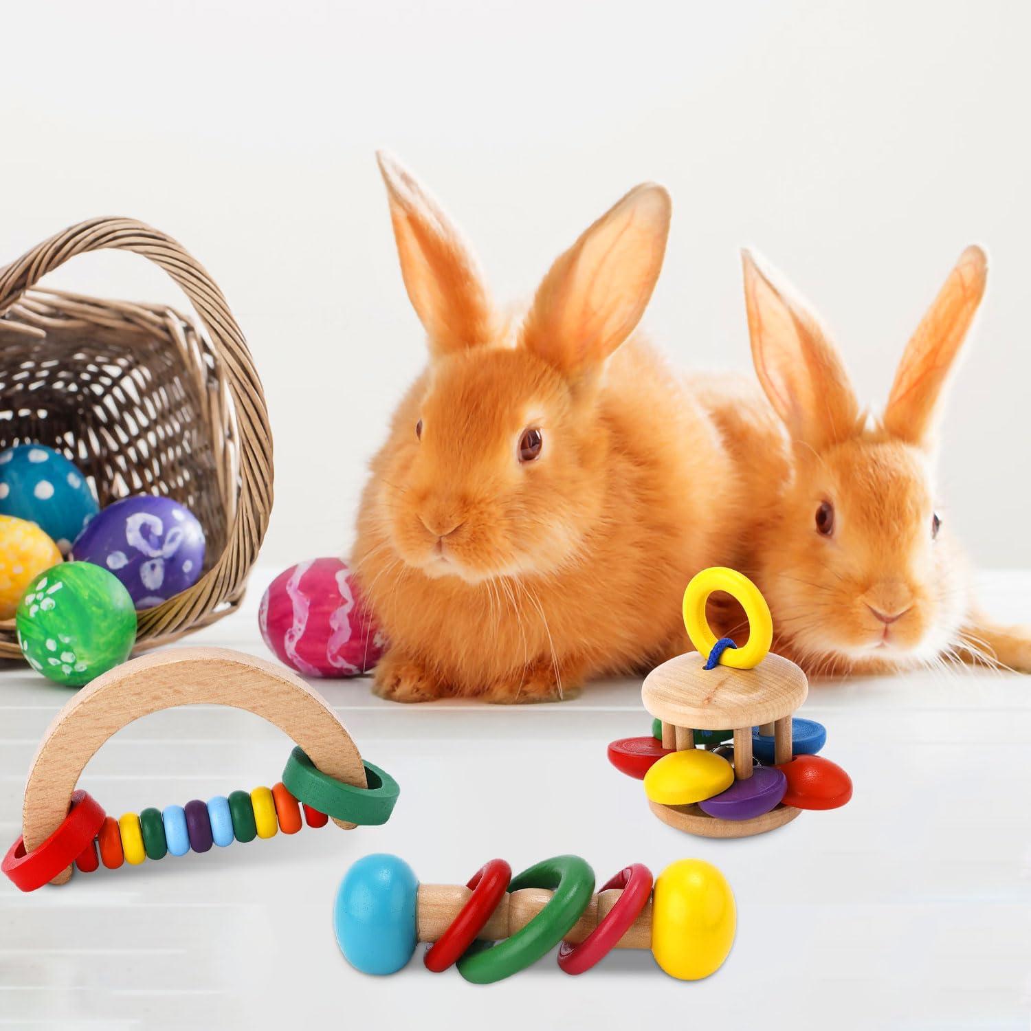 Juguetes de Madera para Conejos XIHIRCD - 3 Piezas Resistentes