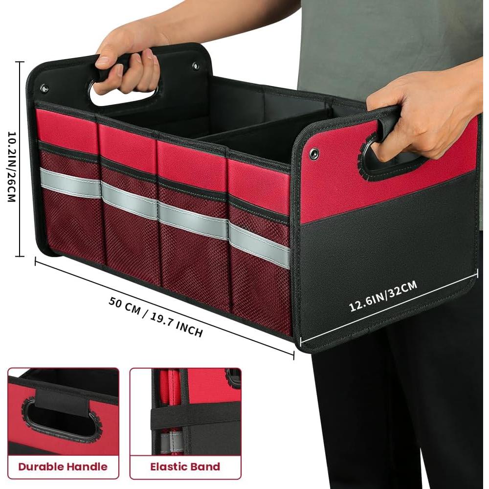 Organizador de Maletero de Coche WINHUNT 50L Plegable Rojo