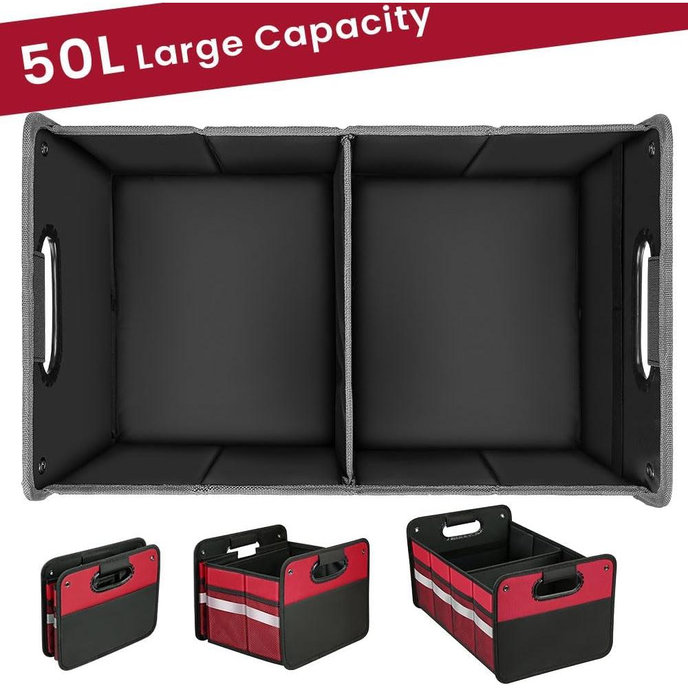 Organizador de Maletero de Coche WINHUNT 50L Plegable Rojo