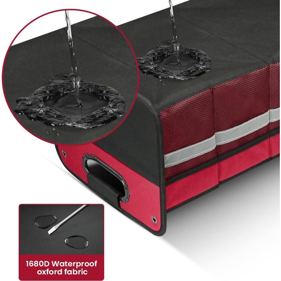 Organizador de Maletero de Coche WINHUNT 50L Plegable Rojo