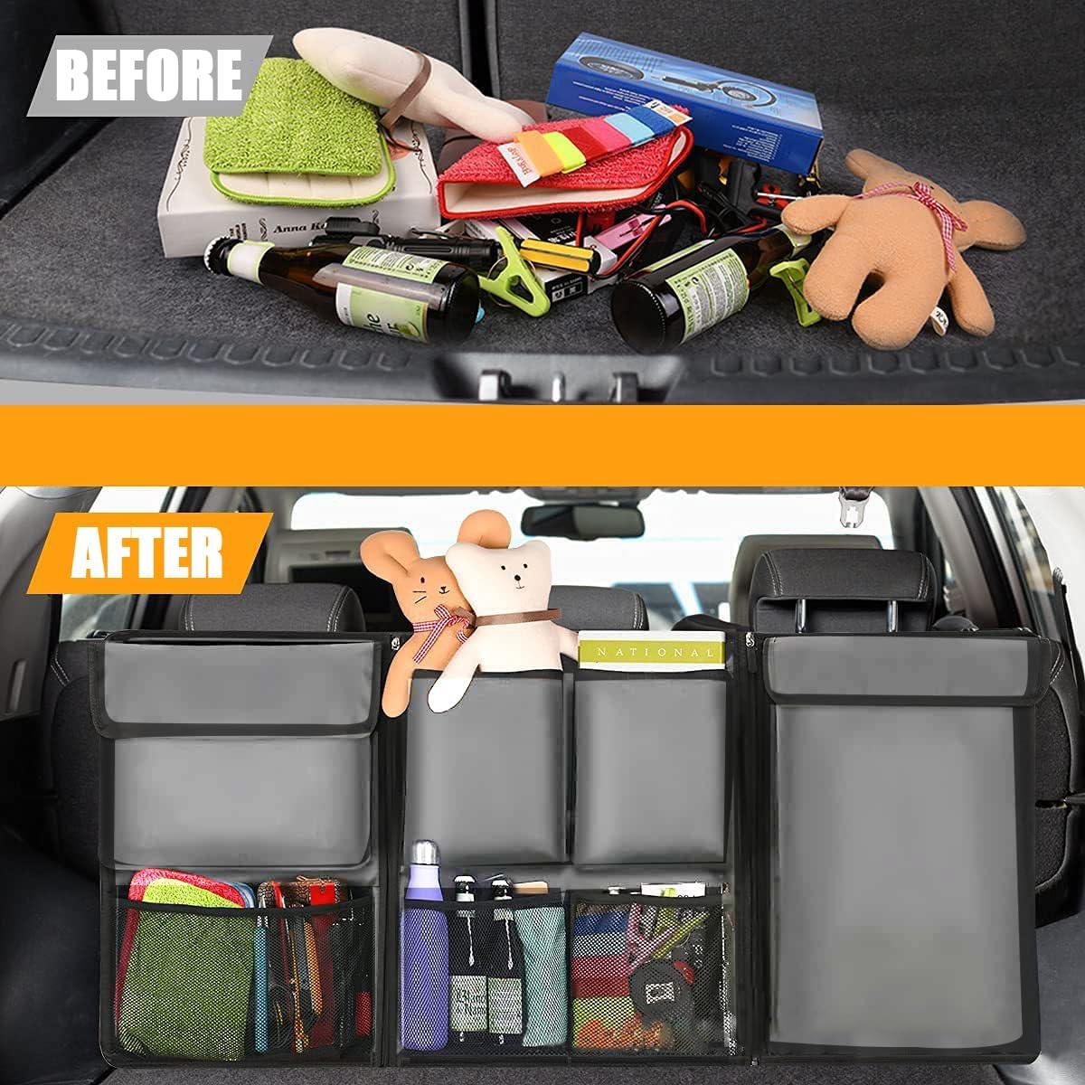 Organizador de Maletero de Coche BESULEN Gris Plegable y Ajustable