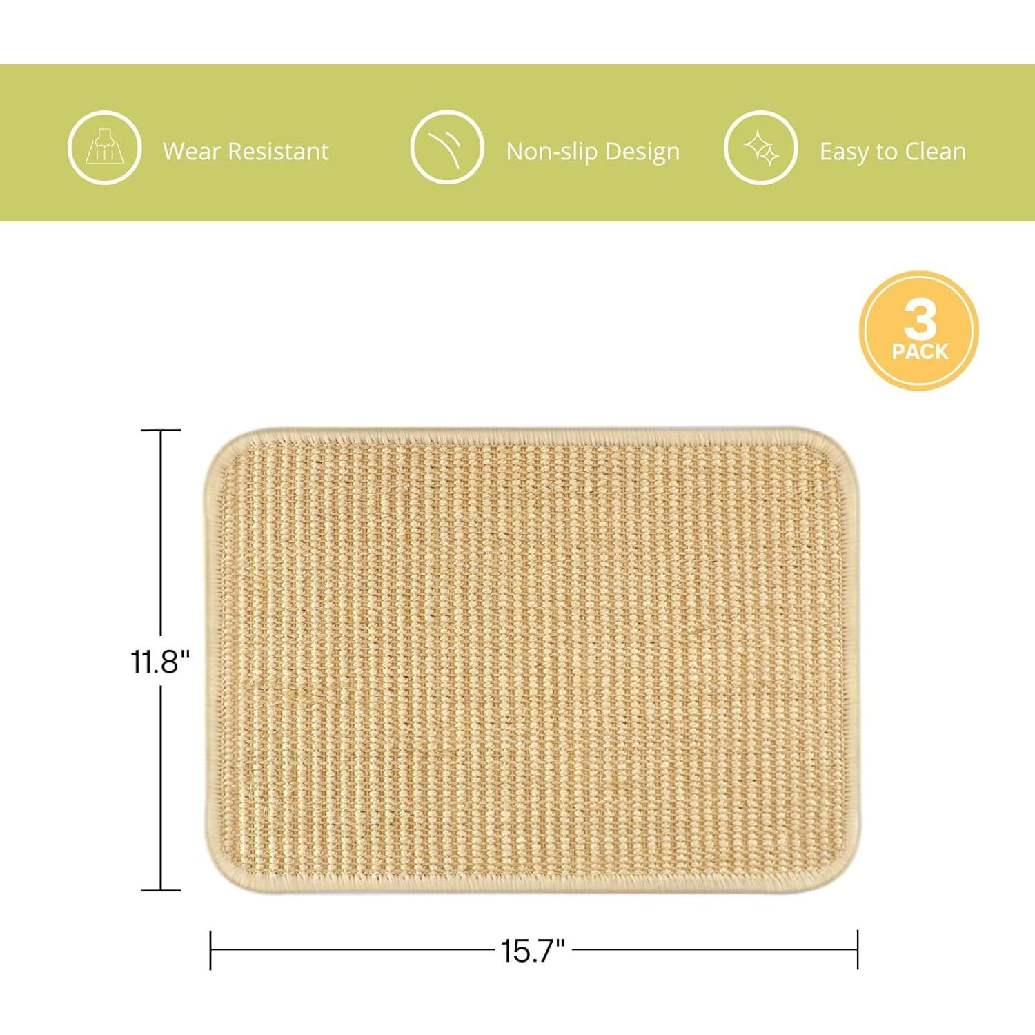 Paquete de 3 Alfombrillas de Sisal Natural Tierecare 39.9x30 cm