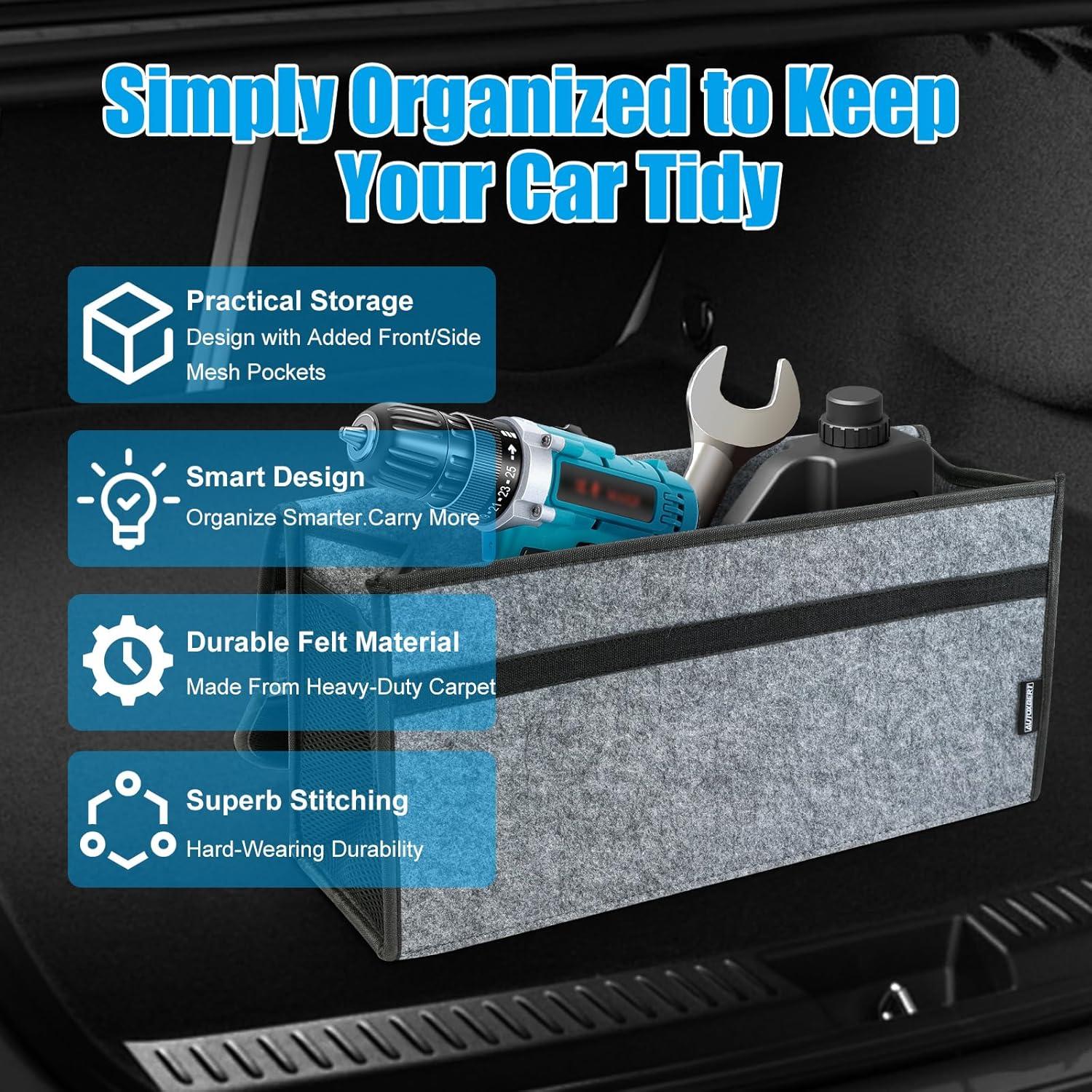 Organizador de Maletero de Coche OEMASSIVE Plegable 50.8x25.4 cm Gris