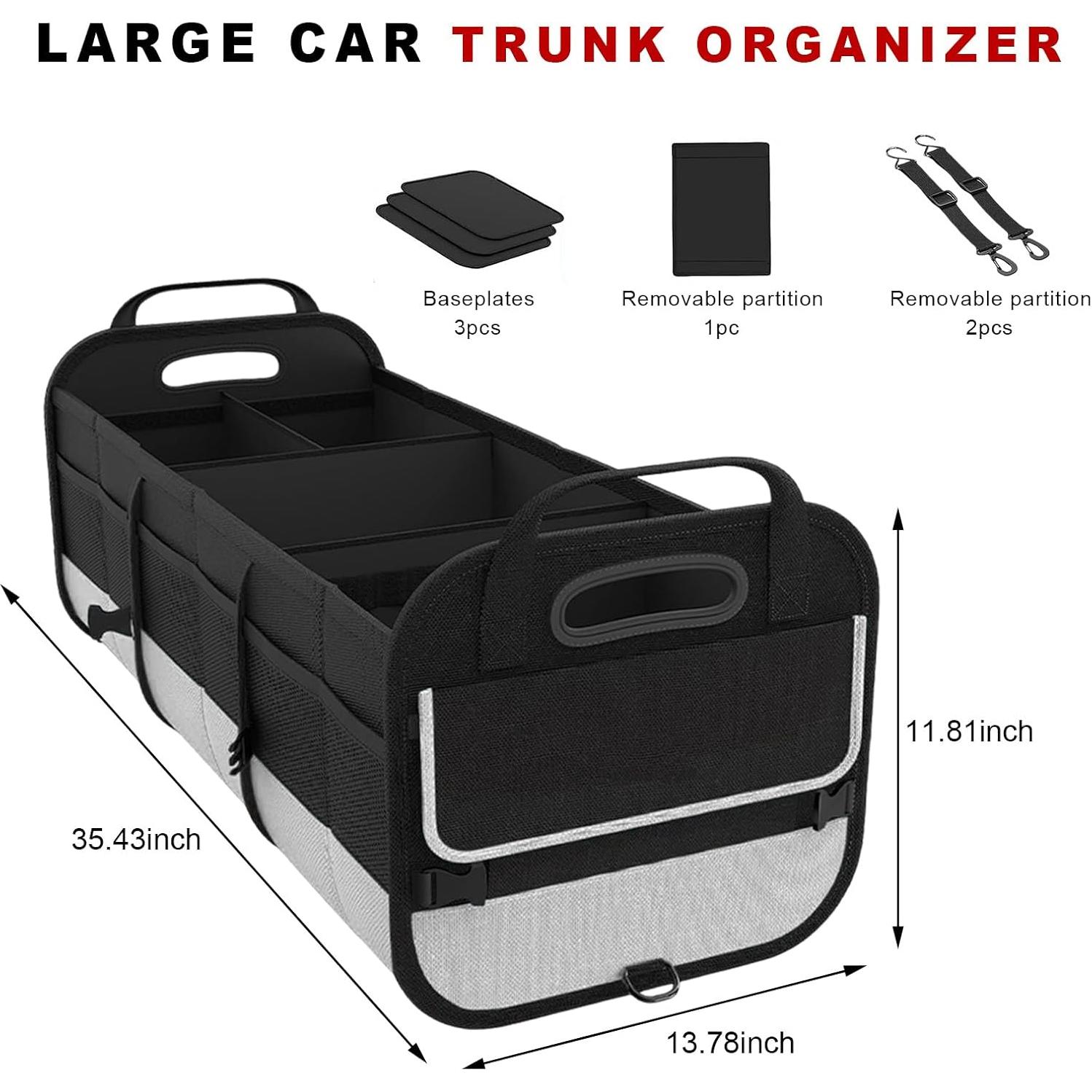 Organizador de Maletero ZNDAW Plegable 90x35x30 cm Negro y Gris