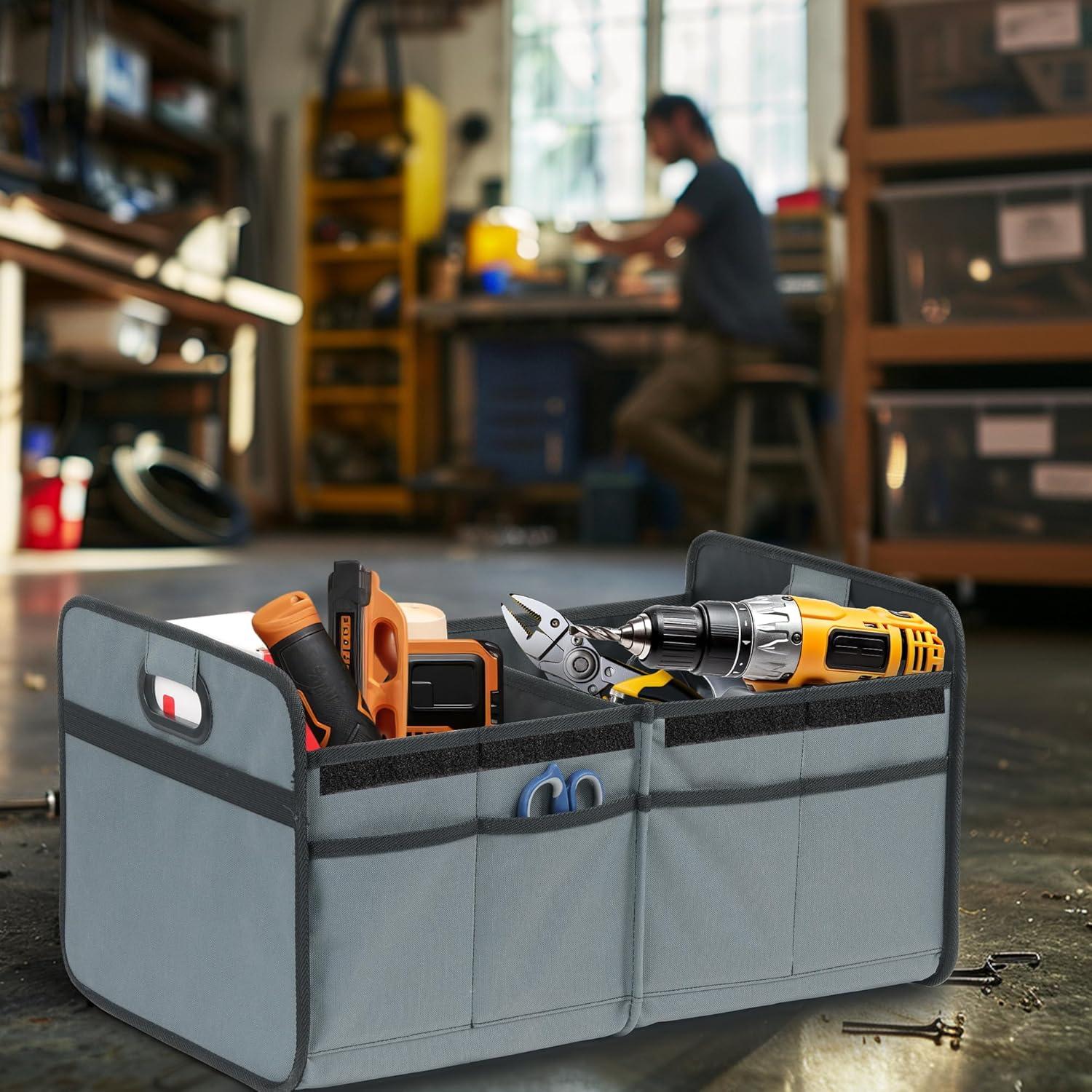 Organizador de Maletero YSSOA 2 Compartimentos Tapa Verde-Gris