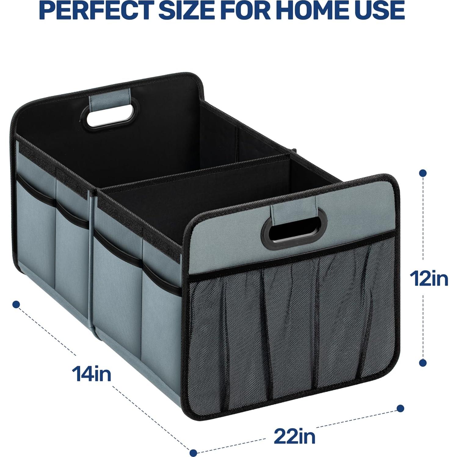 Organizador de Maletero YSSOA 2 Compartimentos Tapa Verde-Gris