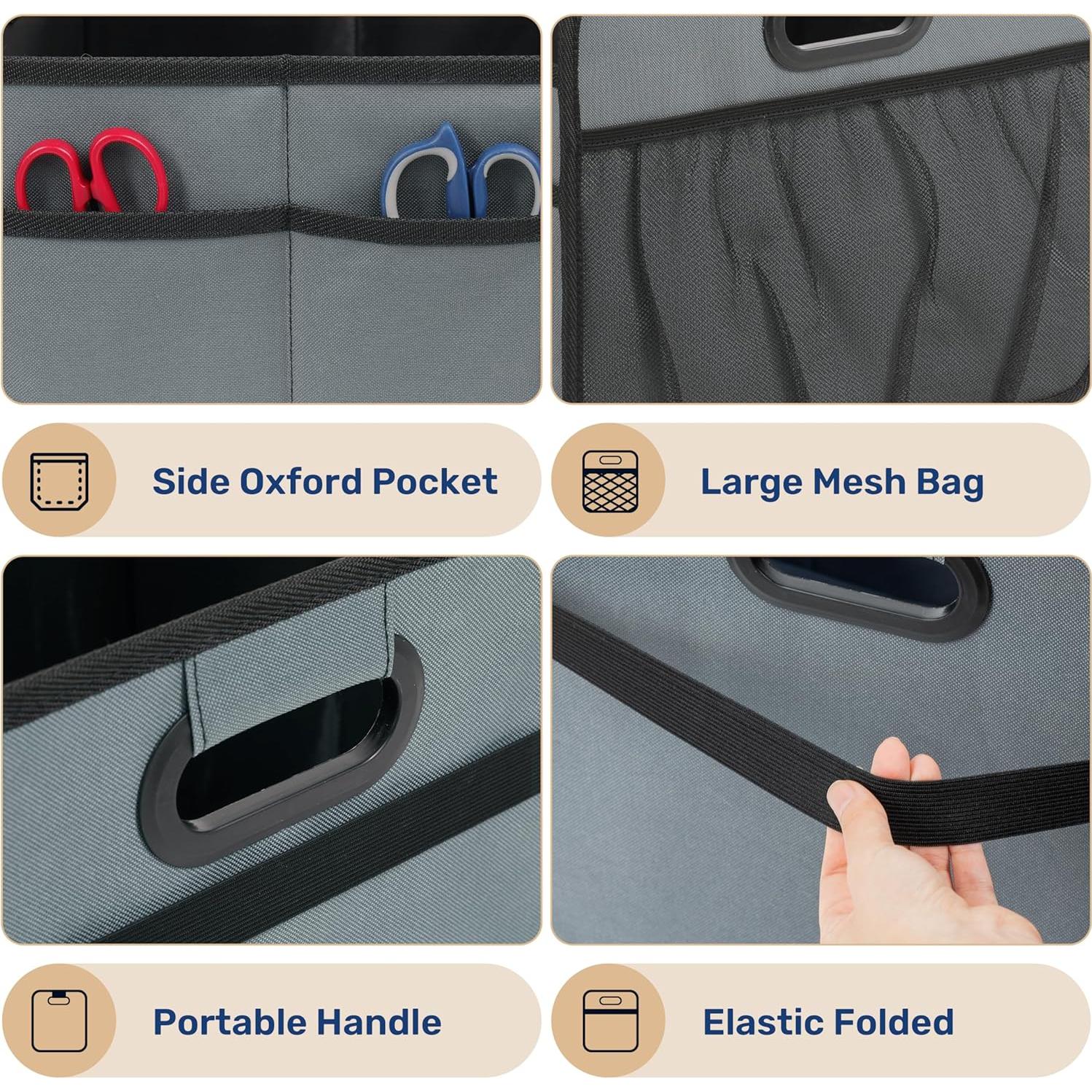 Organizador de Maletero YSSOA 2 Compartimentos Tapa Verde-Gris