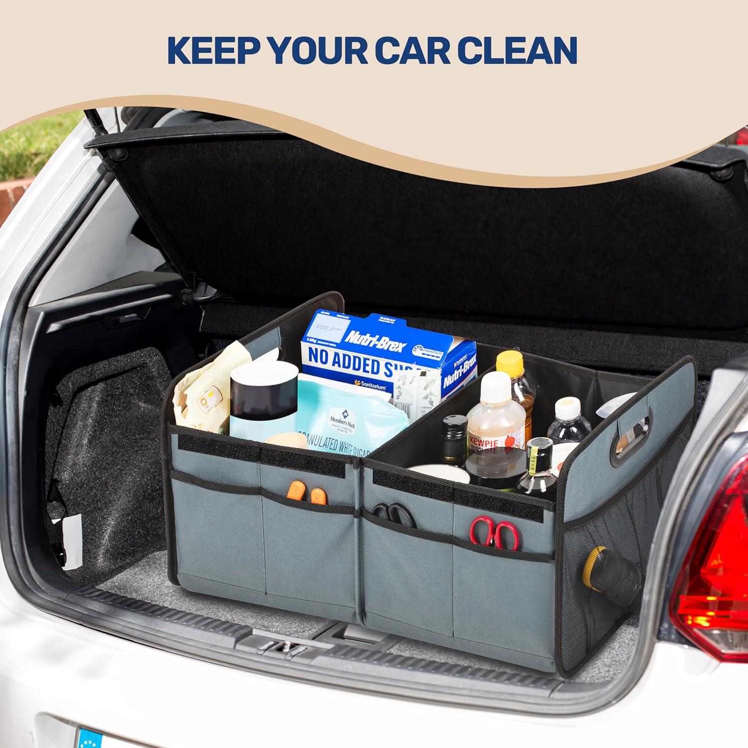 Organizador de Maletero YSSOA 2 Compartimentos Tapa Verde-Gris