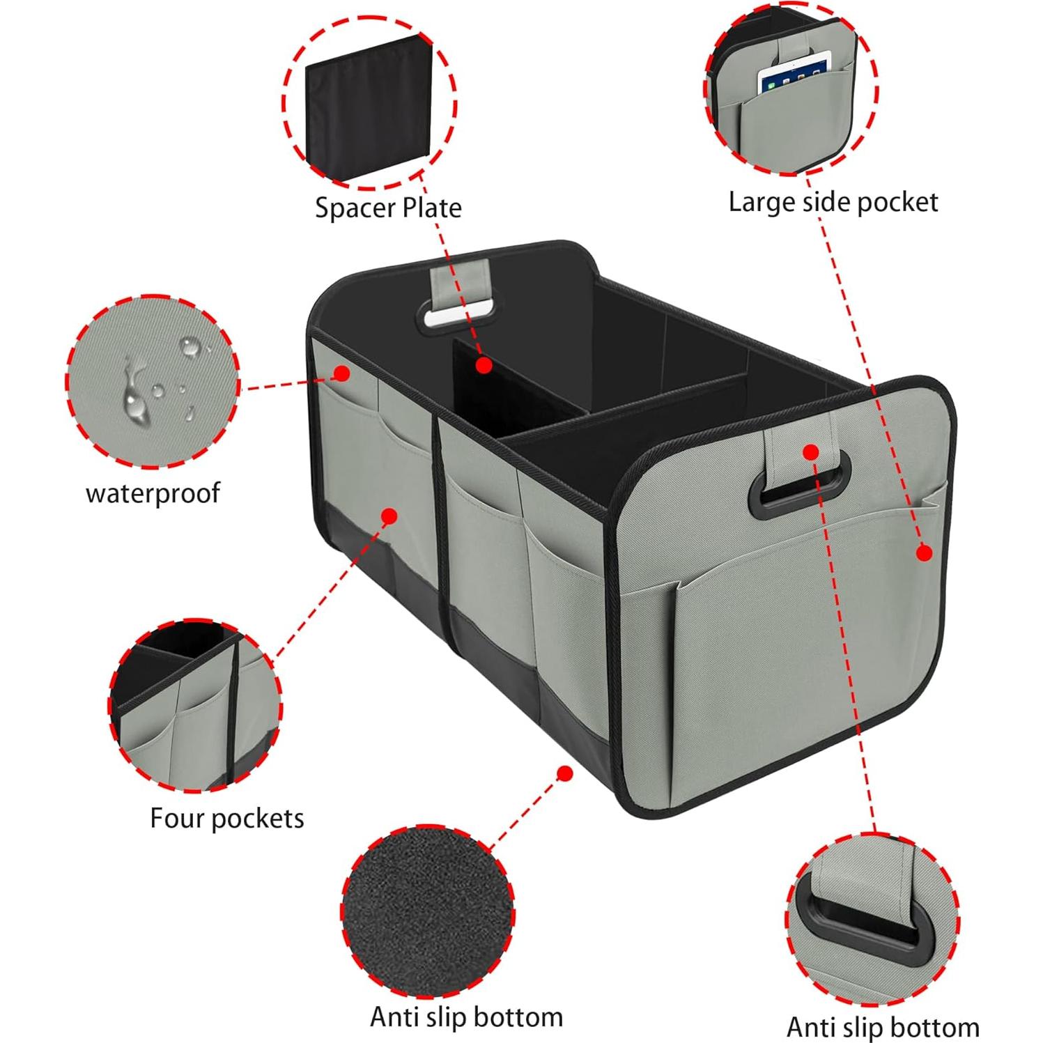 Organizador de Maletero VOCAON 70L Impermeable Plegable Gris