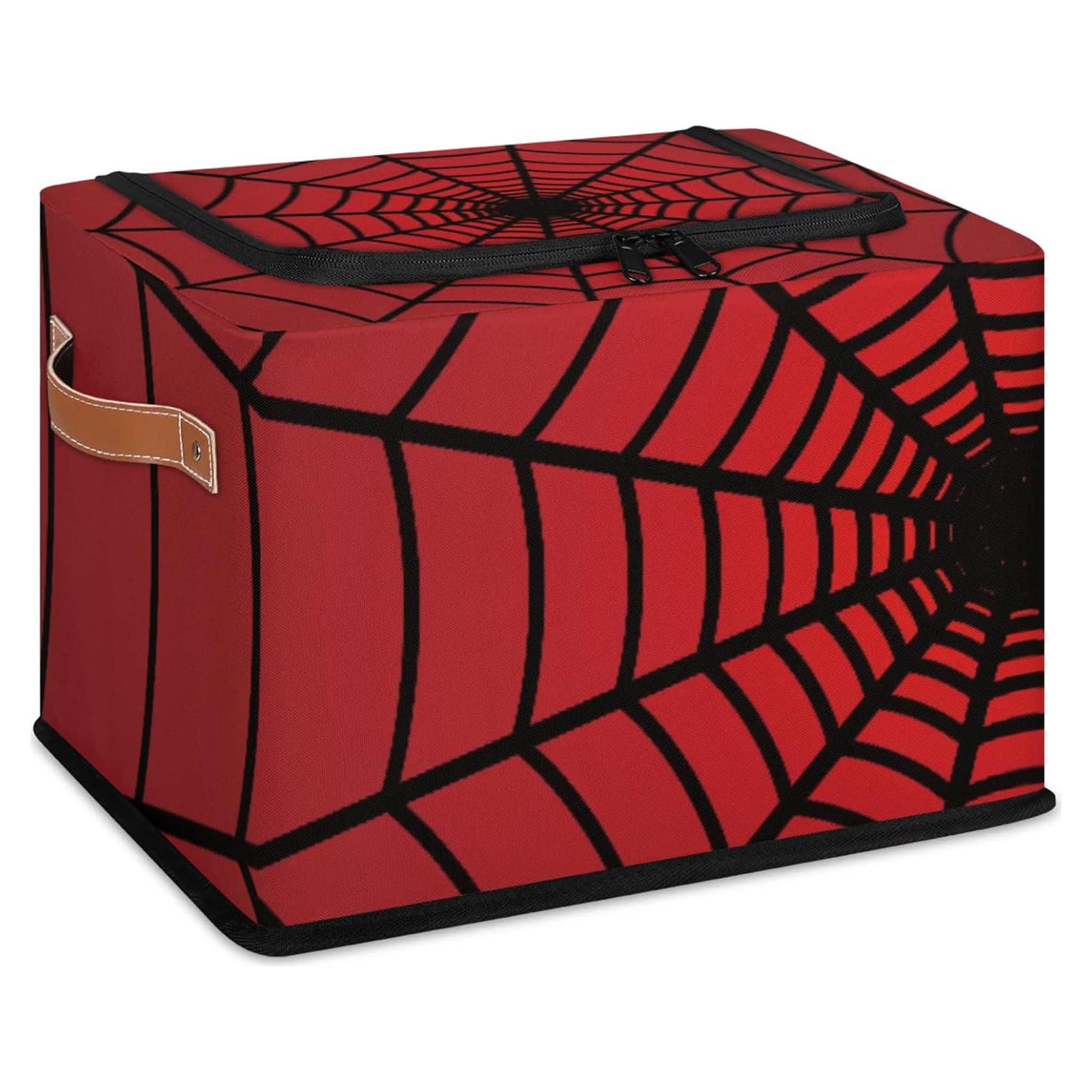Cajas de Almacenamiento Plegables YLYNIU con Tapa Cremallera - Telaraña Roja
