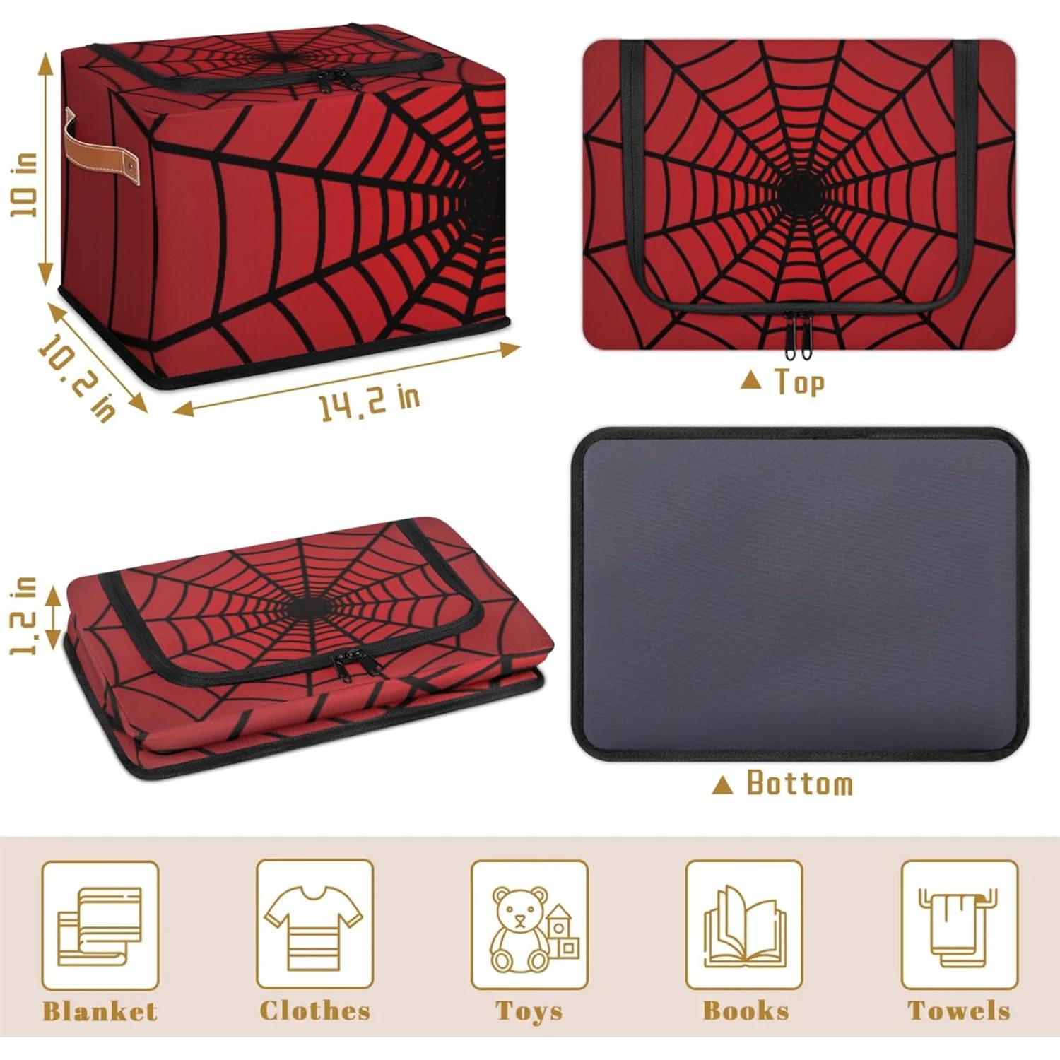 Cajas de Almacenamiento Plegables YLYNIU con Tapa Cremallera - Telaraña Roja
