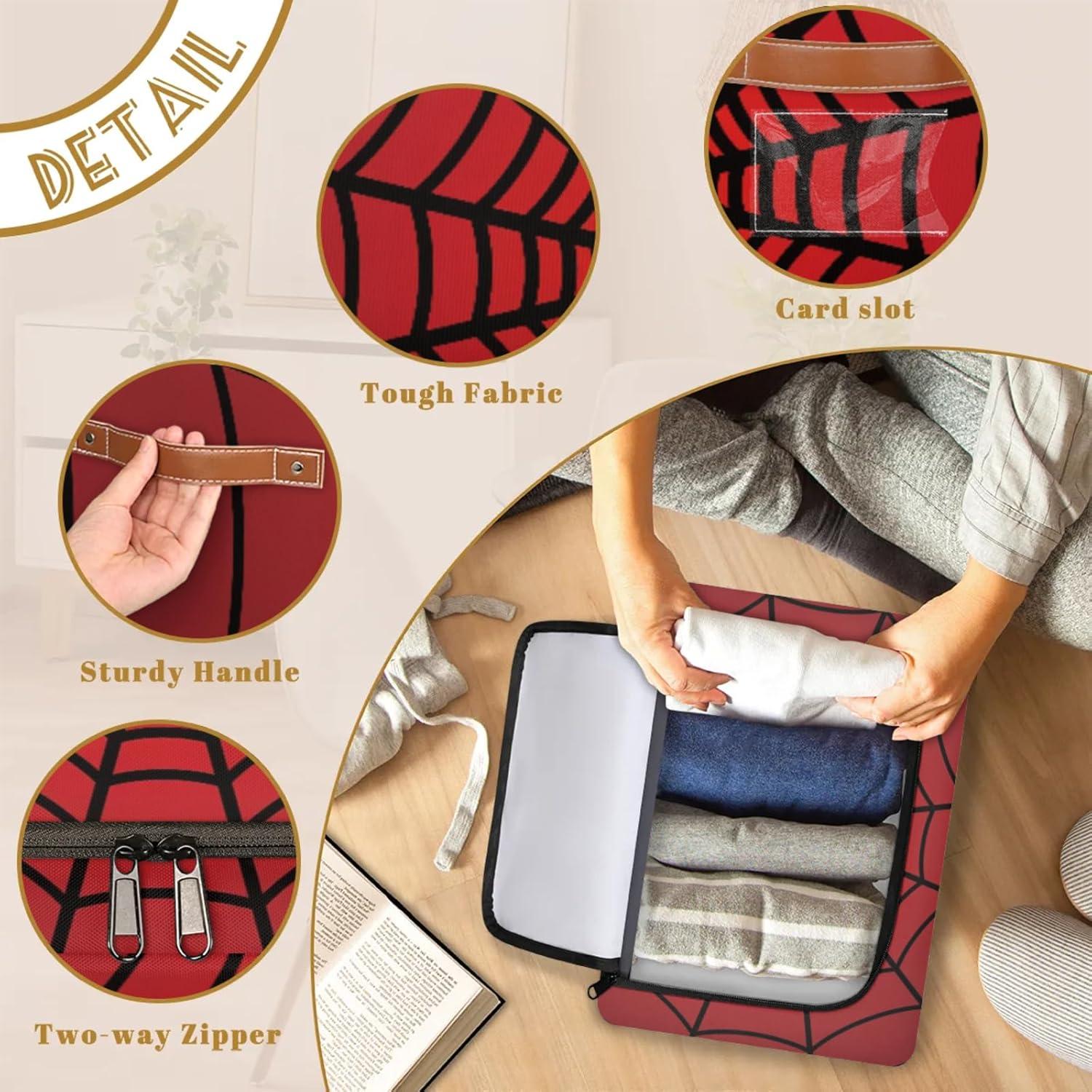 Cajas de Almacenamiento Plegables YLYNIU con Tapa Cremallera - Telaraña Roja