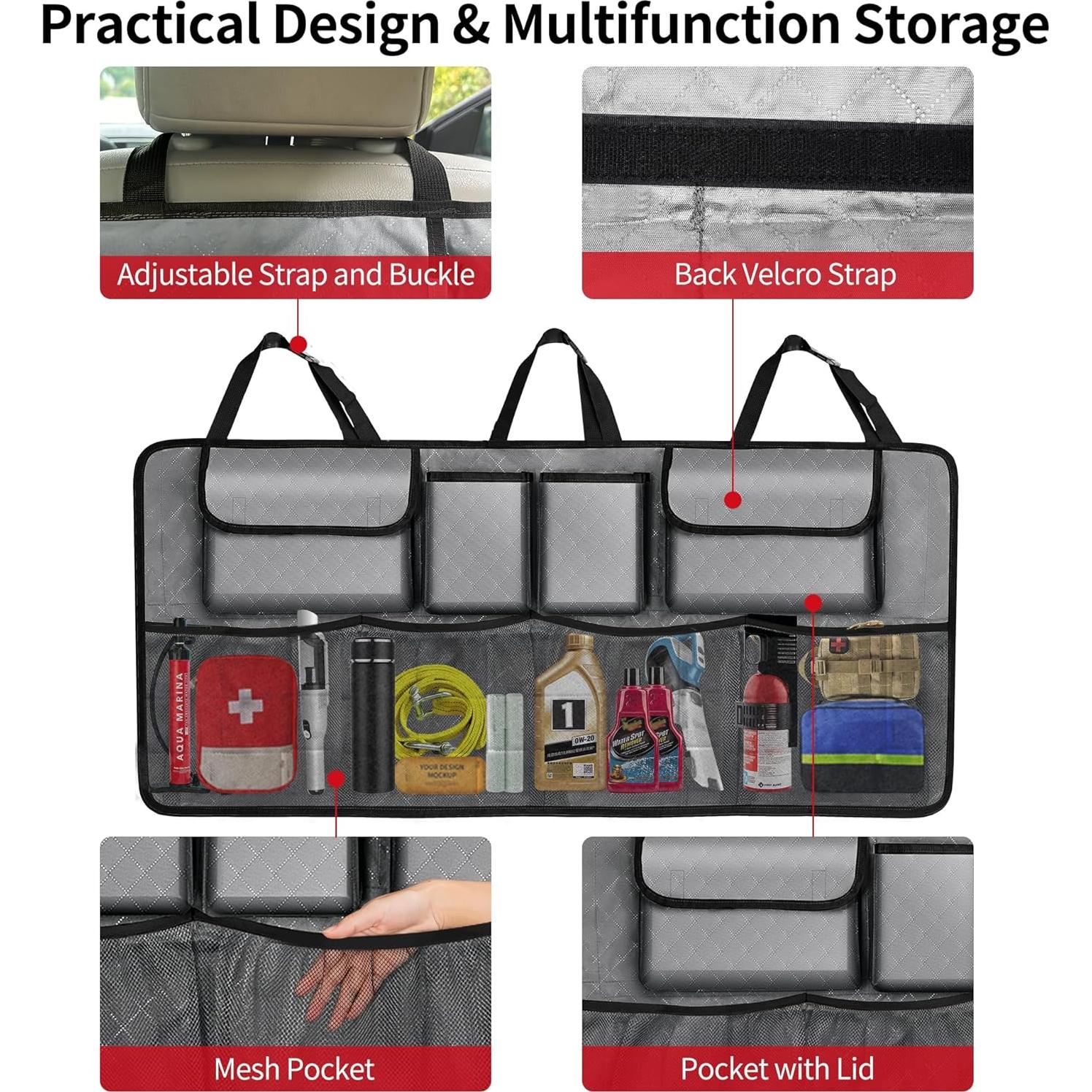 Organizador de Maletero de Coche NEWFOM Plegable 101.6x45.7cm Gris