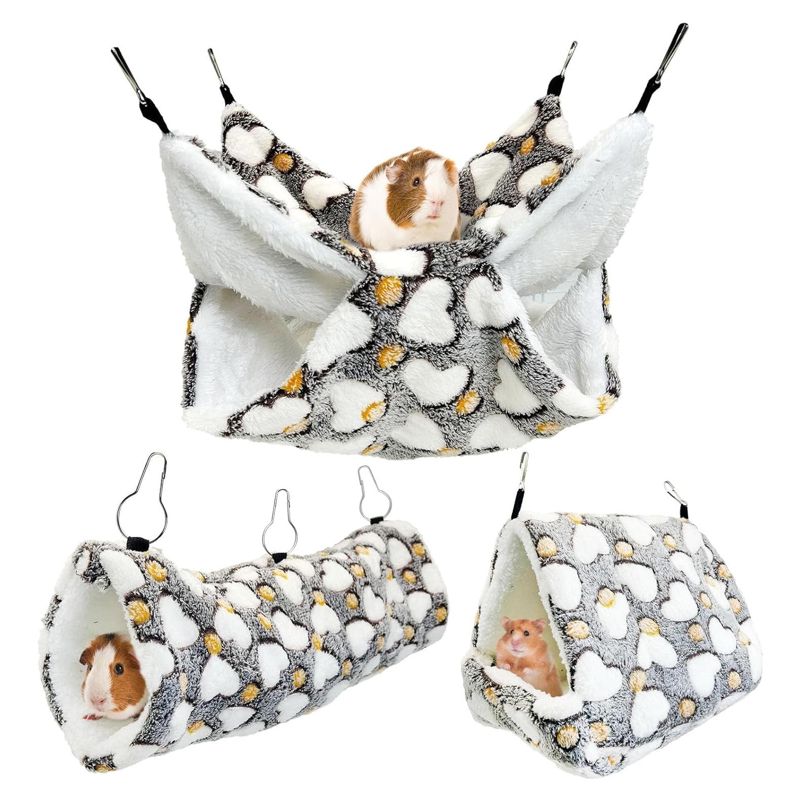 Juego de Hamacas para Ratas PINVNBY 3 Piezas Suave Gris