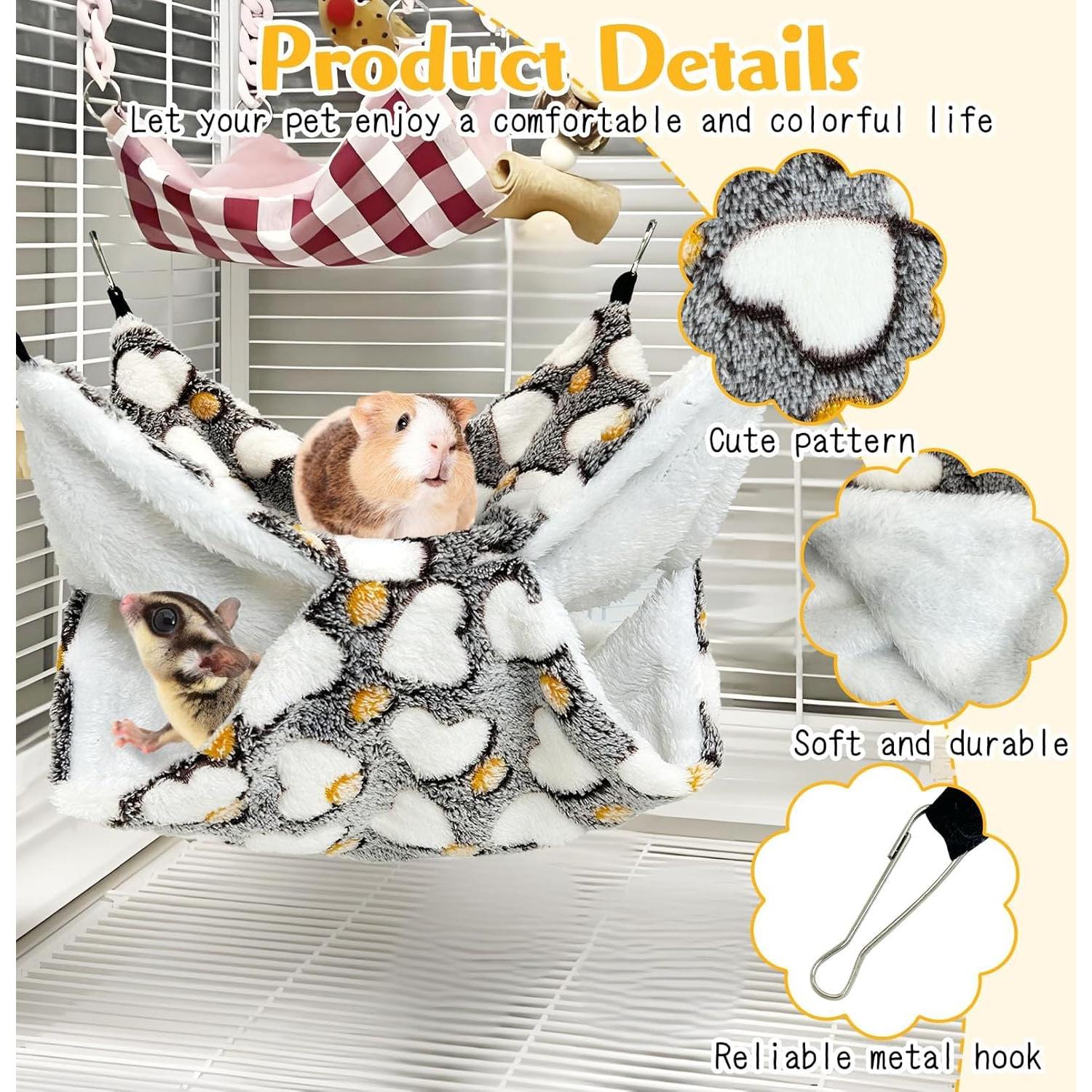 Juego de Hamacas para Ratas PINVNBY 3 Piezas Suave Gris