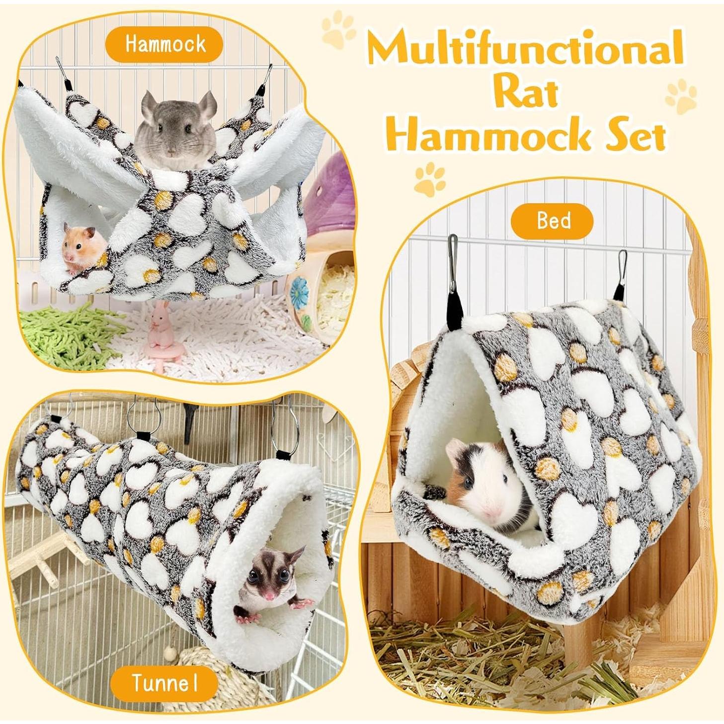 Juego de Hamacas para Ratas PINVNBY 3 Piezas Suave Gris