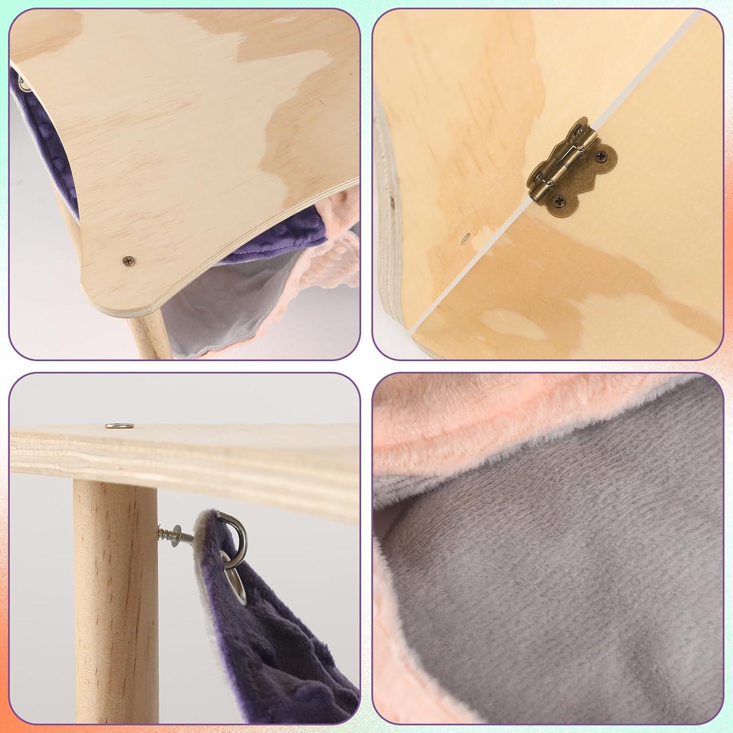 Hamaca Doble para Cobayas HOSUKKO con Soporte de Madera 60x30cm