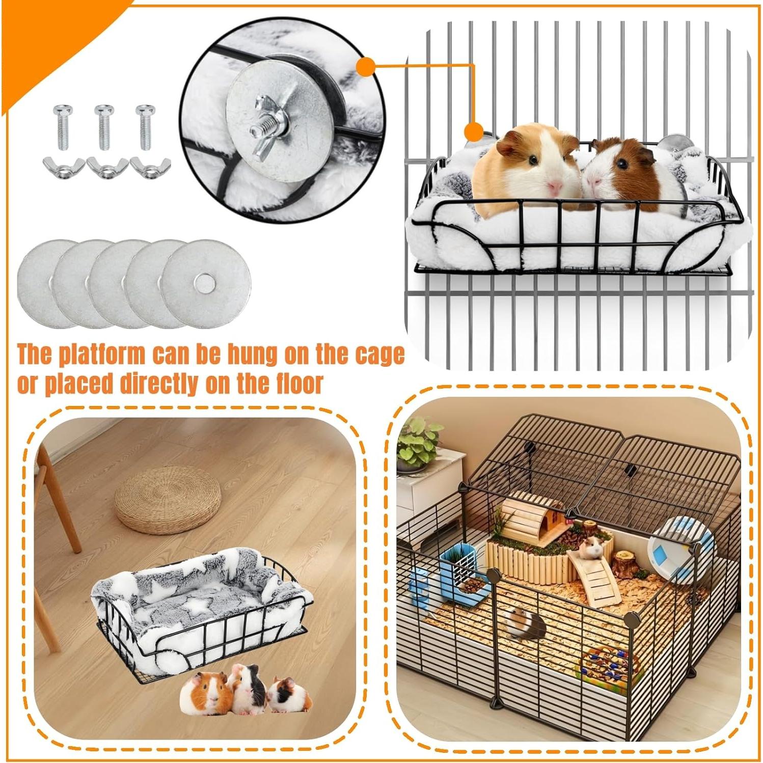 Plataforma para jaula de ratas Acshio con hamaca y alfombrilla