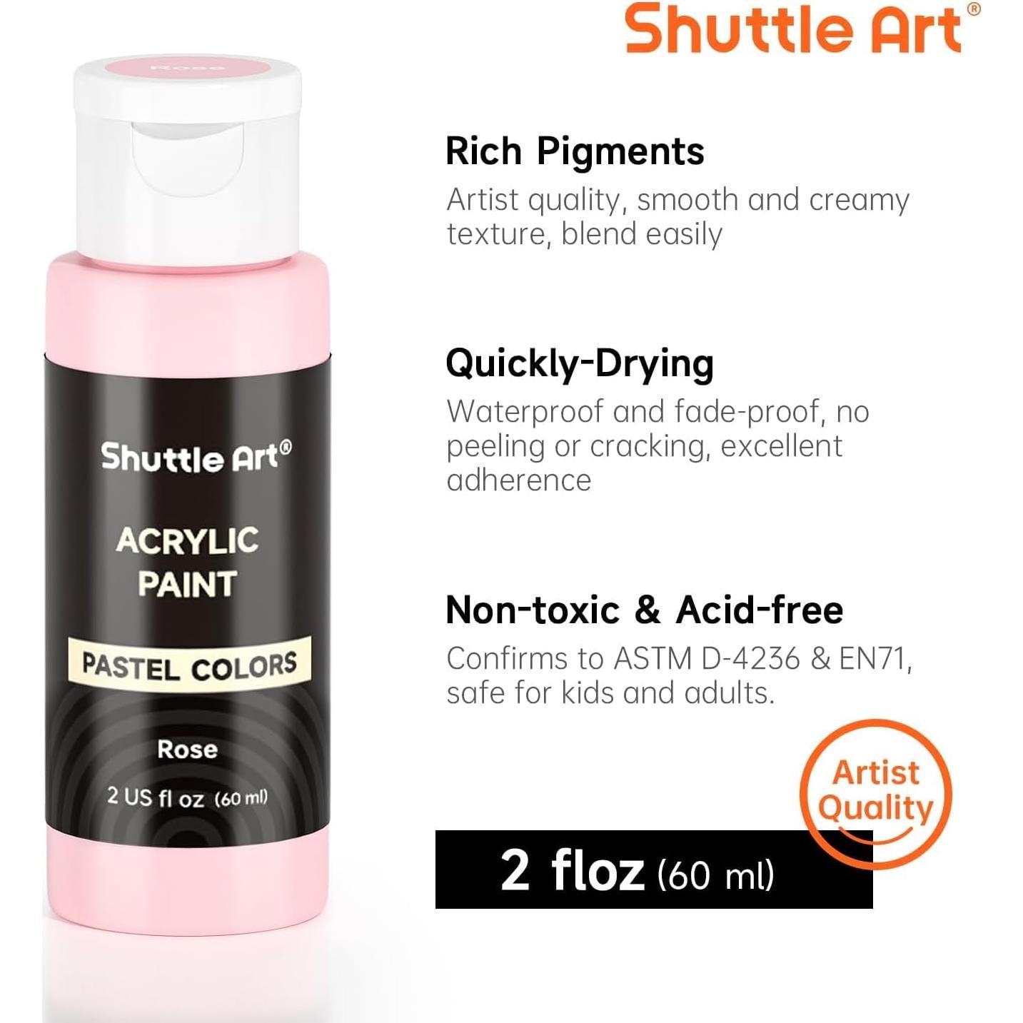 Conjunto de Pintura Acrílica Pastel Shuttle Art 30 Colores 60ml