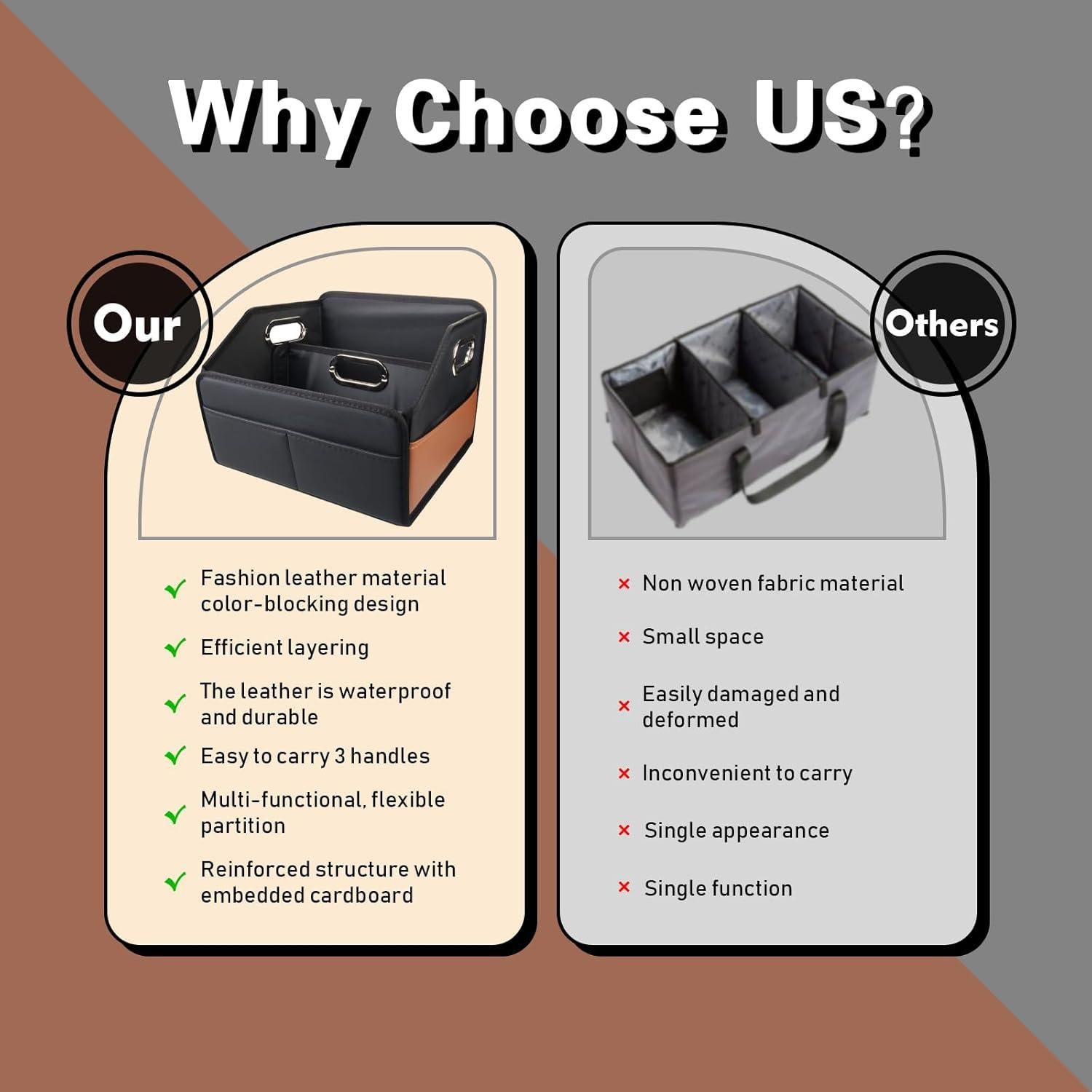 Organizador de Coche Noaman Negro - Almacenamiento Plegable 22L