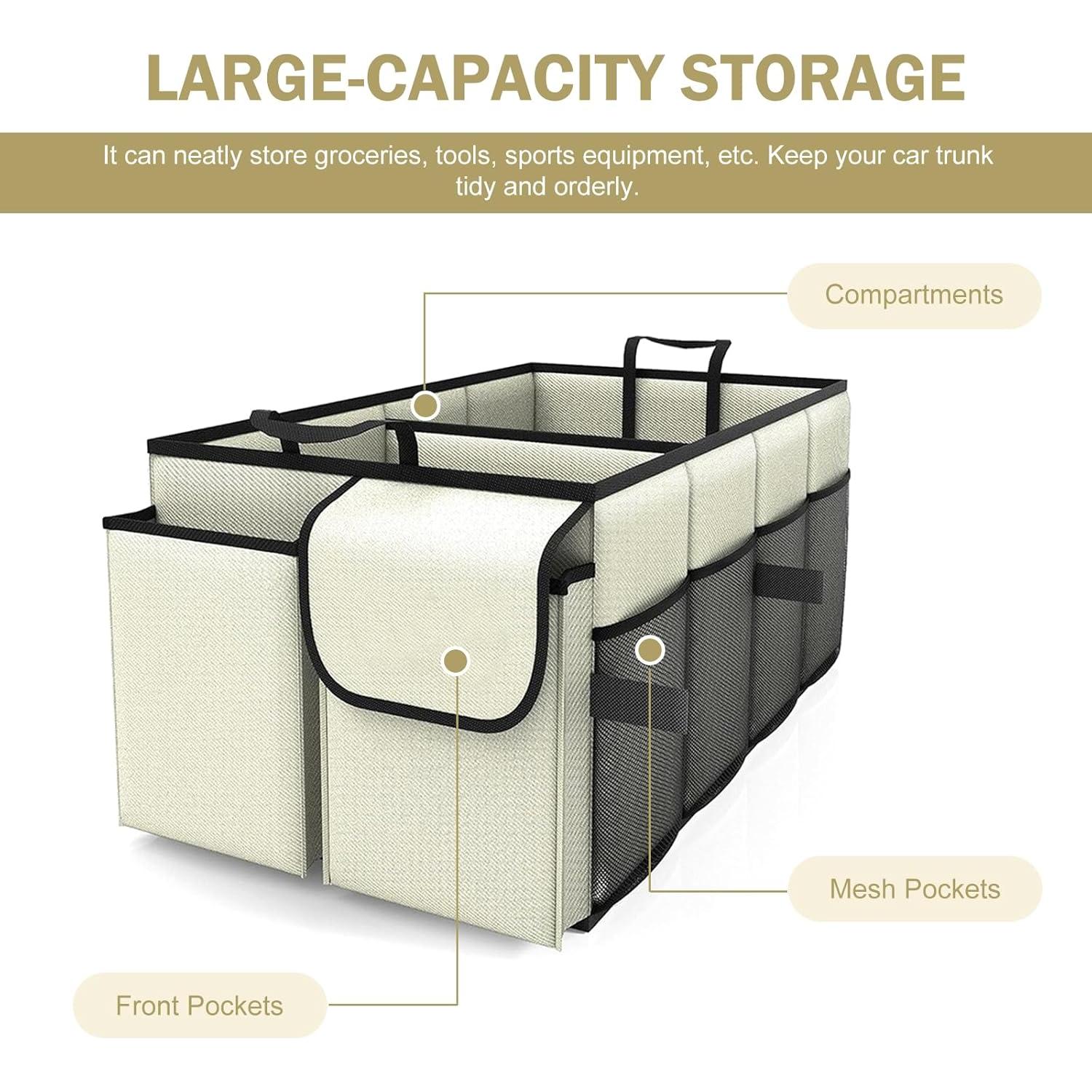 Organizador de Maletero de Coche Zikefest Plegable Beige 55.9x34cm