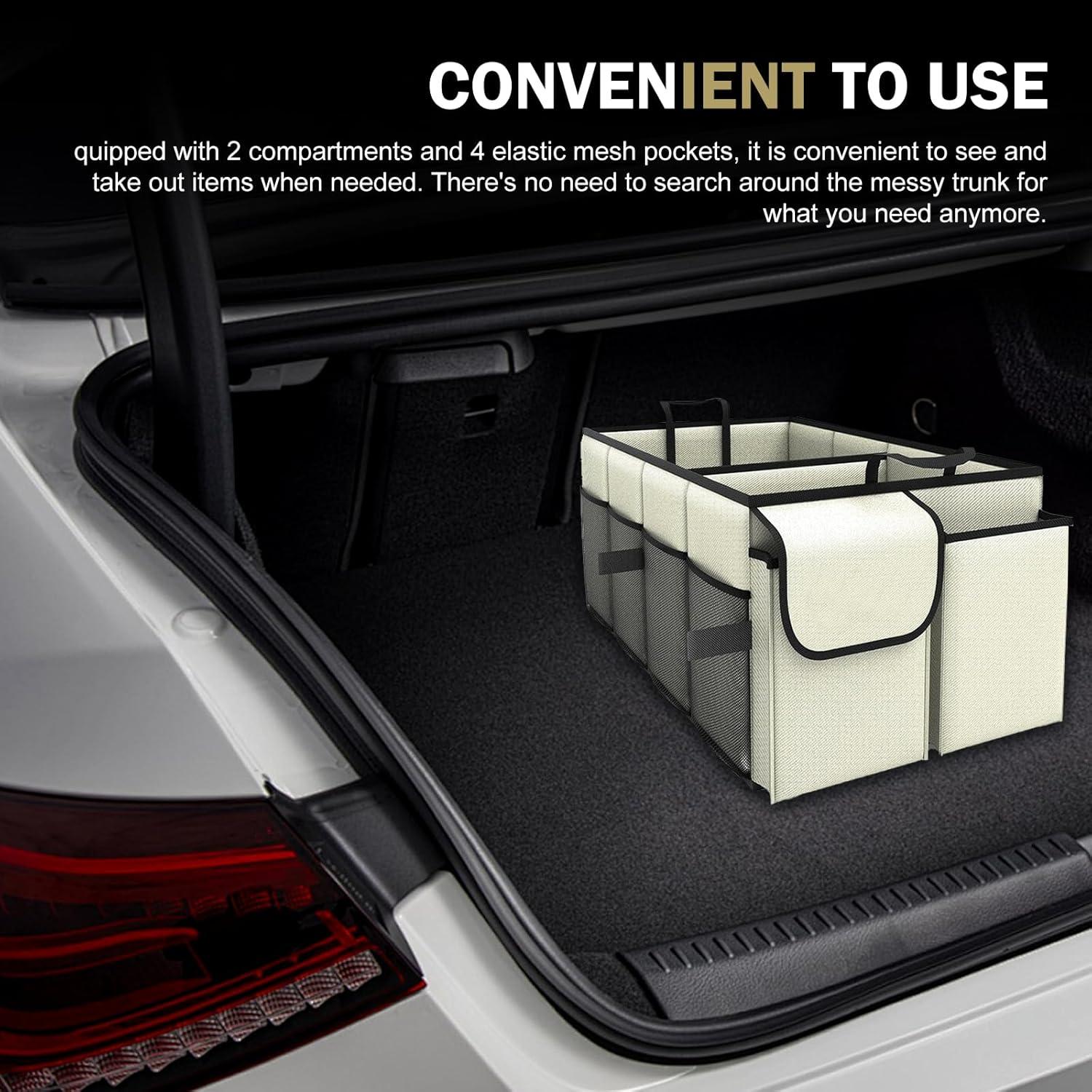 Organizador de Maletero de Coche Zikefest Plegable Beige 55.9x34cm