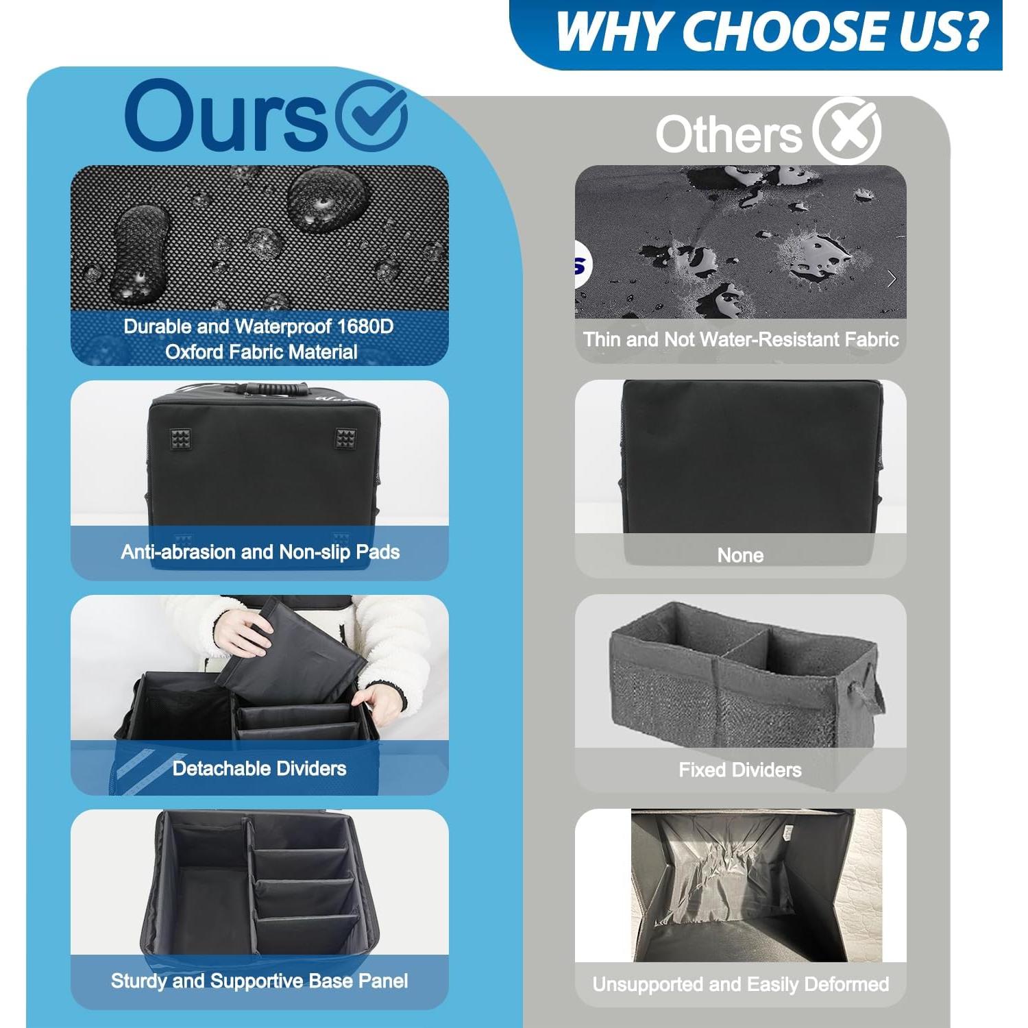 Organizador de Maletero WOLT Plegable con Tapa y 5 Compartimentos