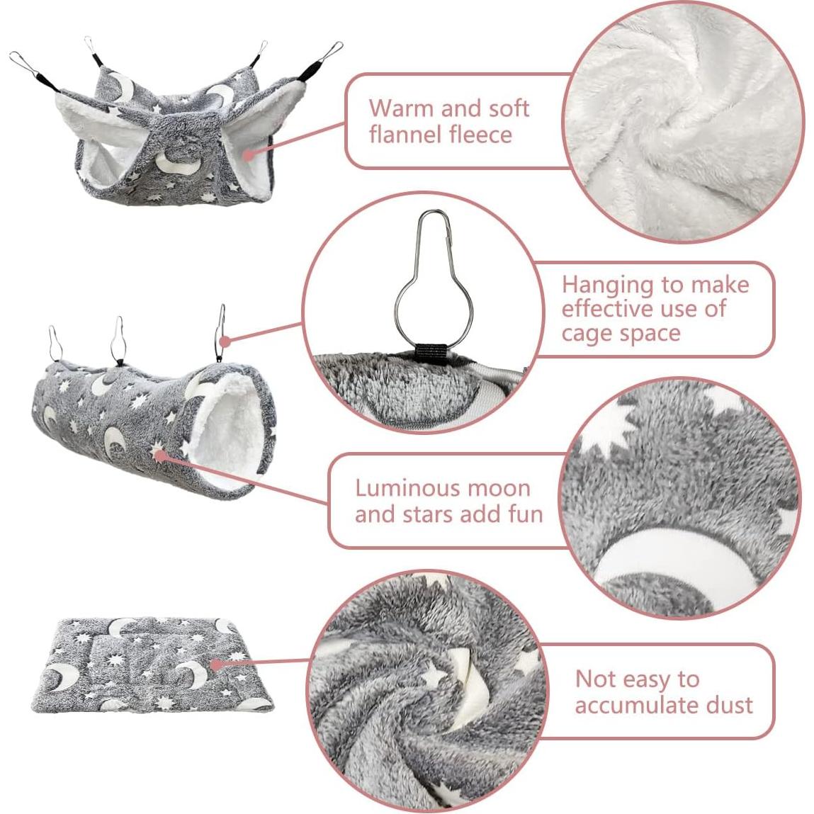 Hamaca y Túnel Noctilucente EAEDMY para Conejillos de Indias