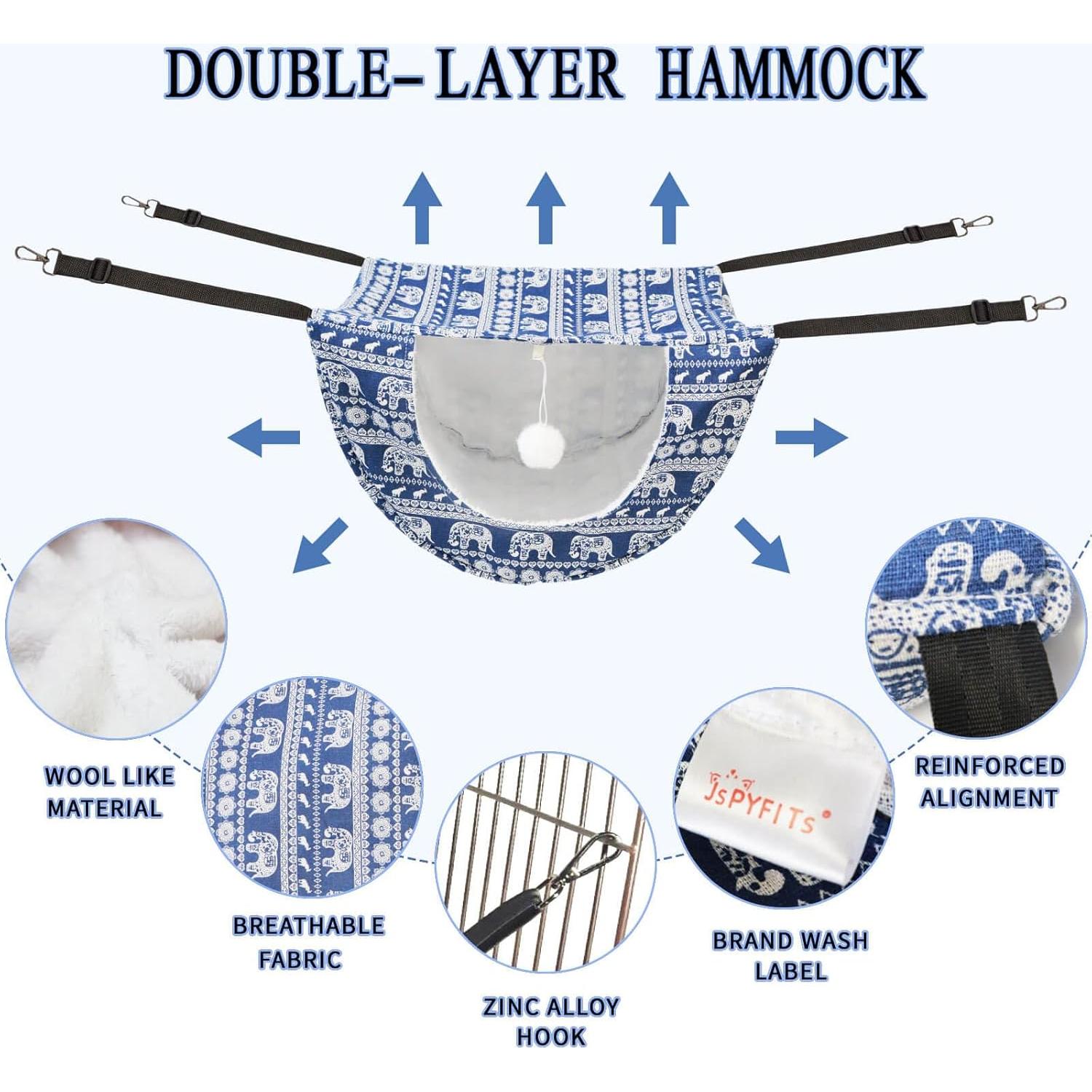 Hamaca para Gato JSPYFITS Doble Capa Ajustable Elefante Azul