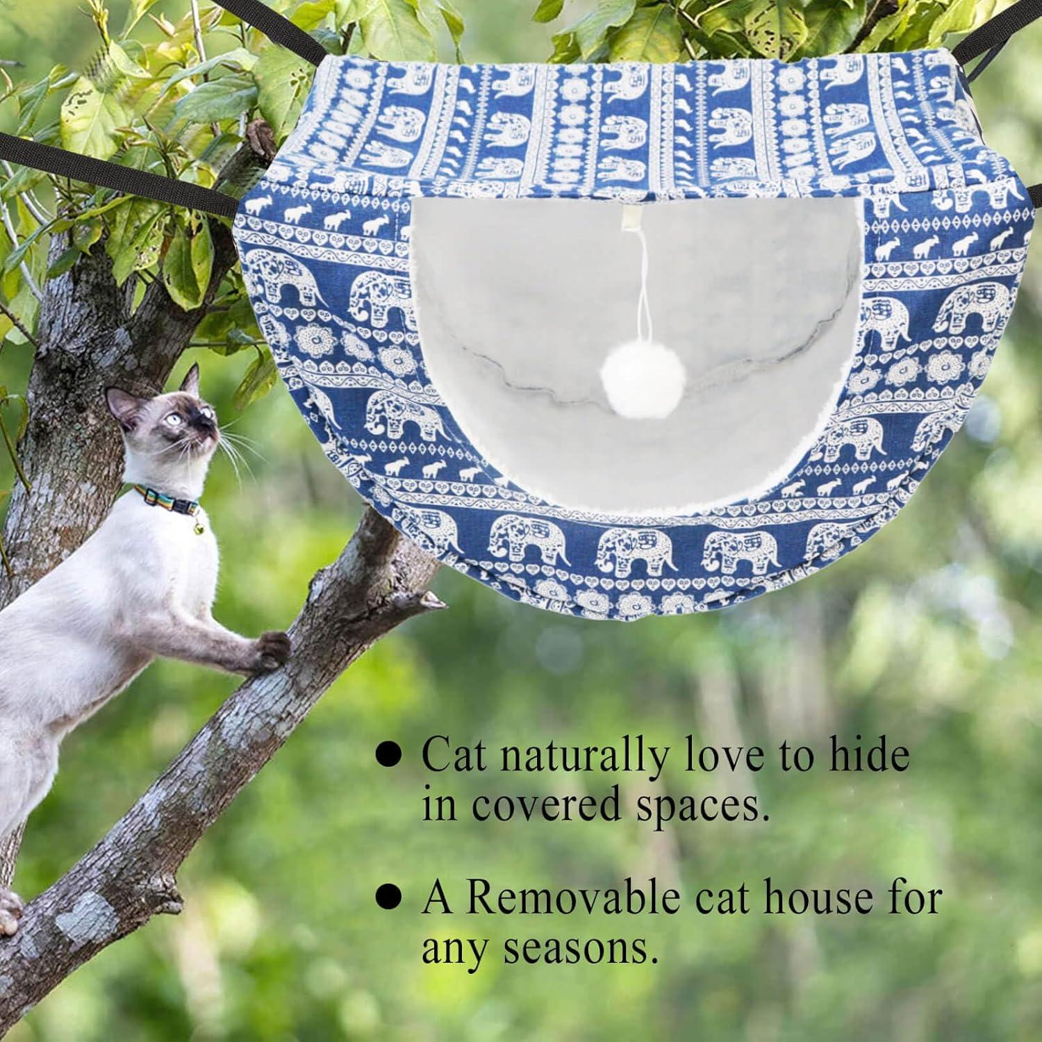 Hamaca para Gato JSPYFITS Doble Capa Ajustable Elefante Azul