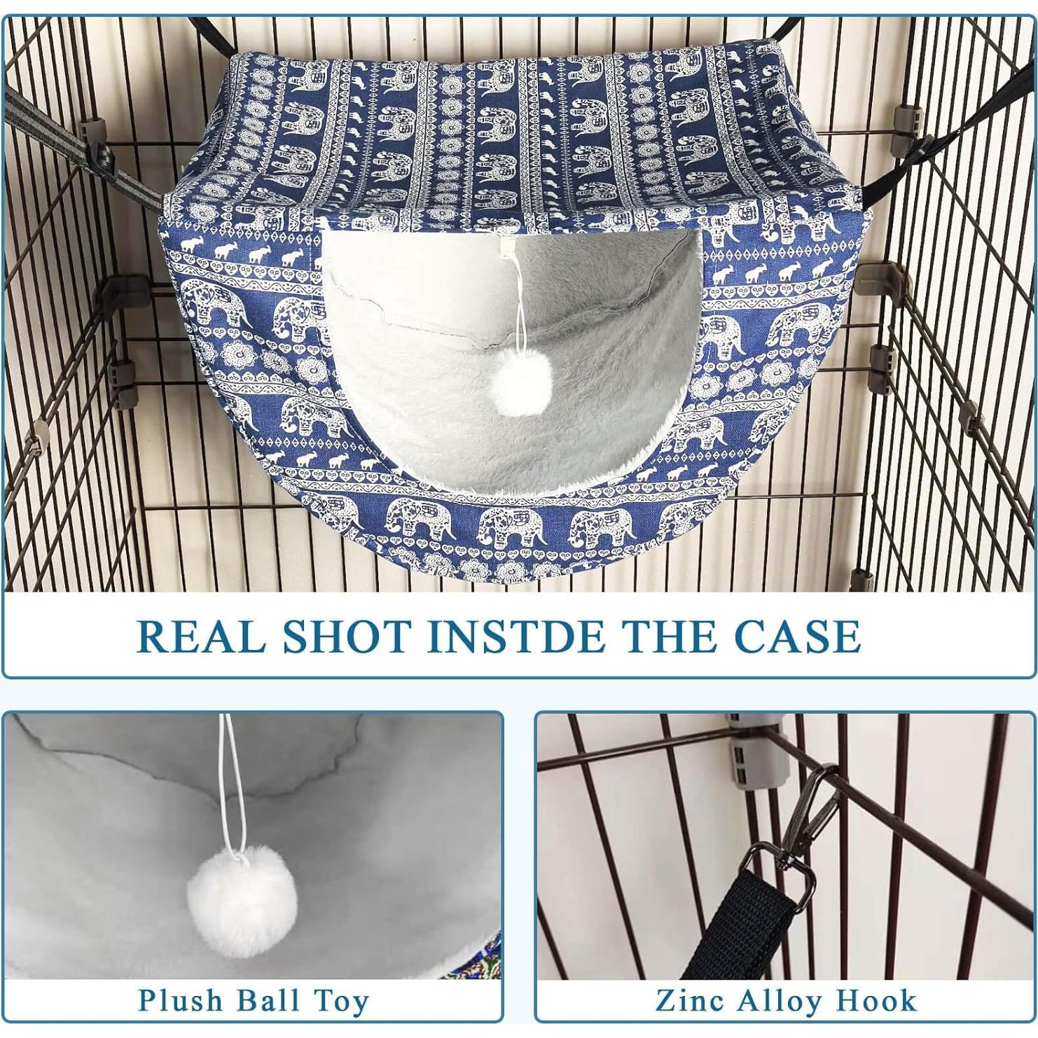 Hamaca para Gato JSPYFITS Doble Capa Ajustable Elefante Azul