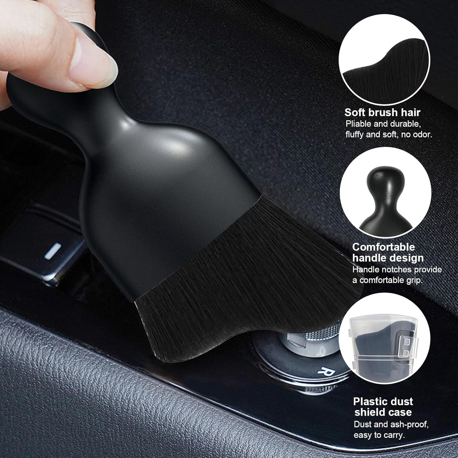 Ziciner Cepillo de Detalle de Coche 2 PCS Cerdas Suaves Negro