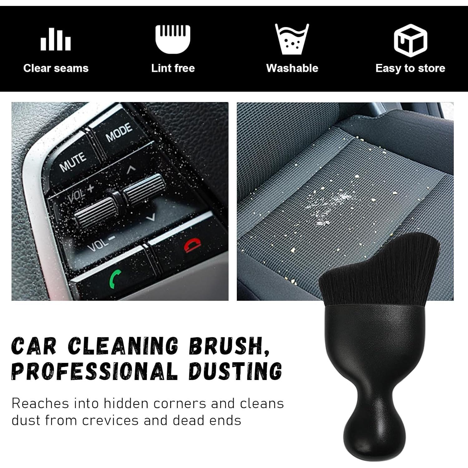 Ziciner Cepillo de Detalle de Coche 2 PCS Cerdas Suaves Negro