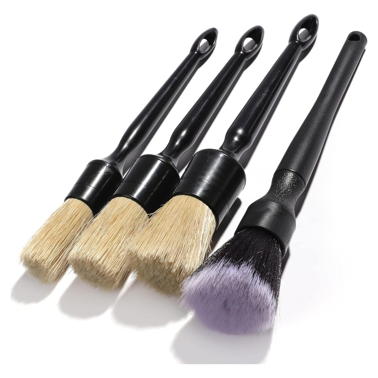 Juego de Cepillos de Detalle YAKANEY 4PCS Pelo de Jabalí