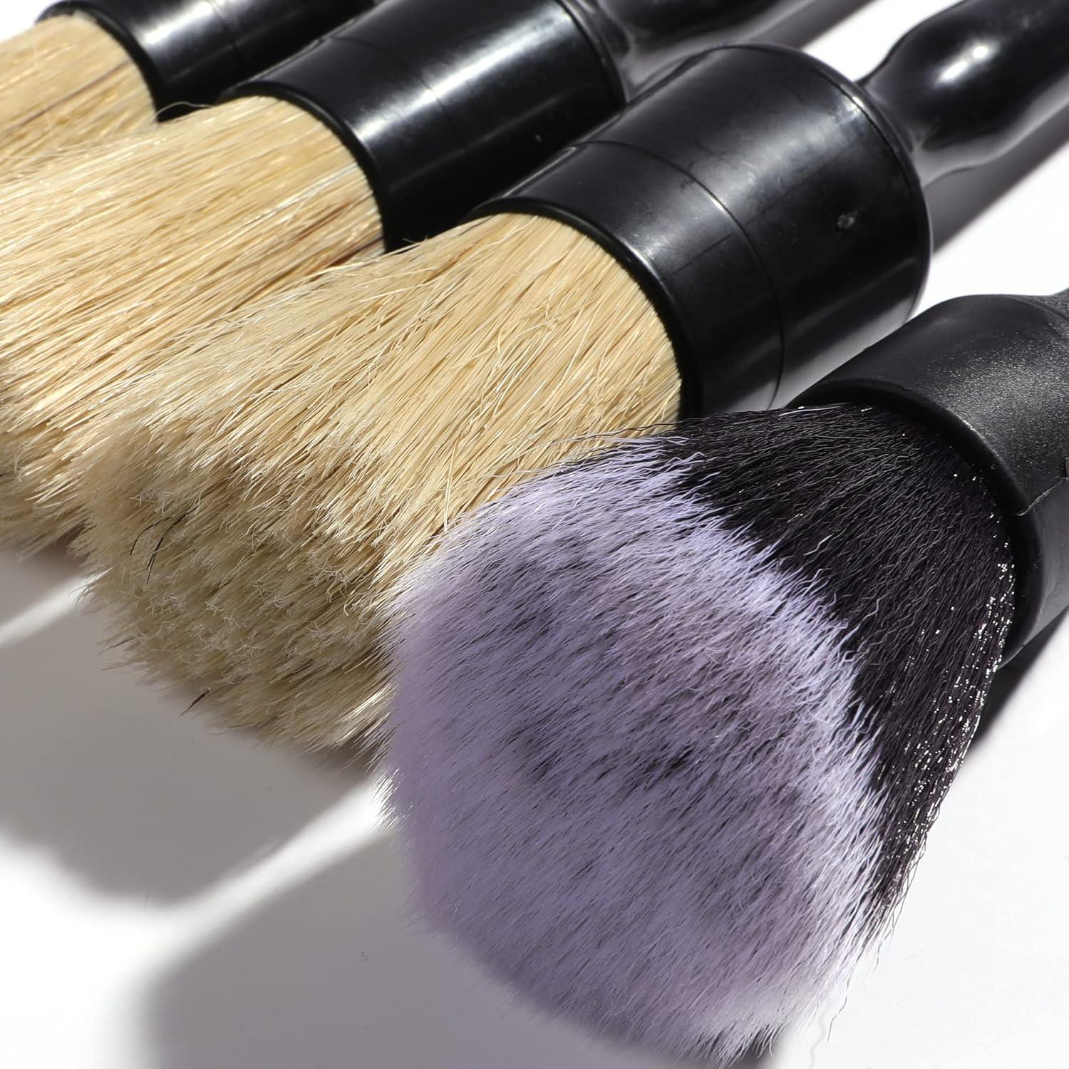 Juego de Cepillos de Detalle YAKANEY 4PCS Pelo de Jabalí