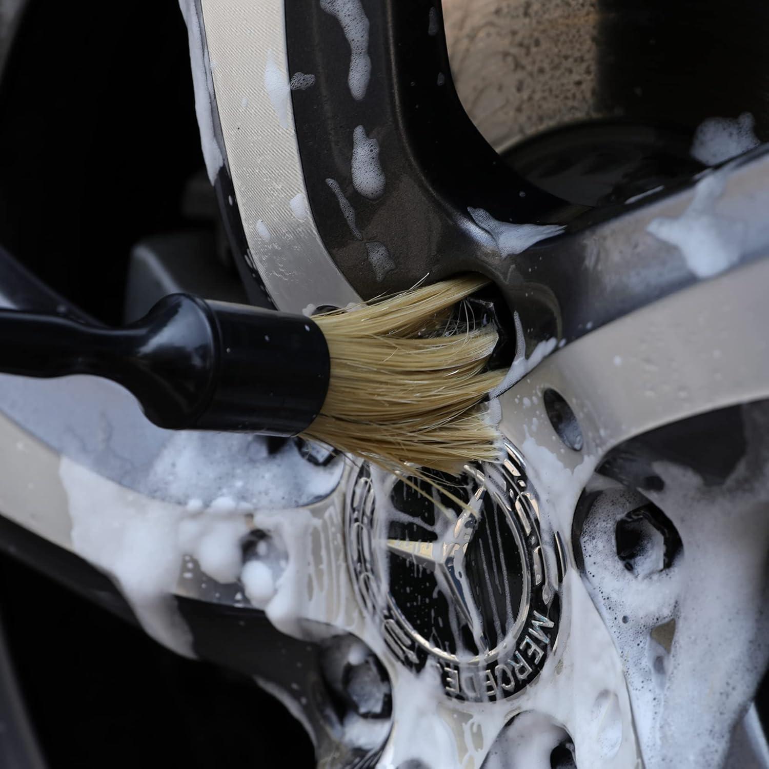 Juego de Cepillos de Detalle YAKANEY 4PCS Pelo de Jabalí