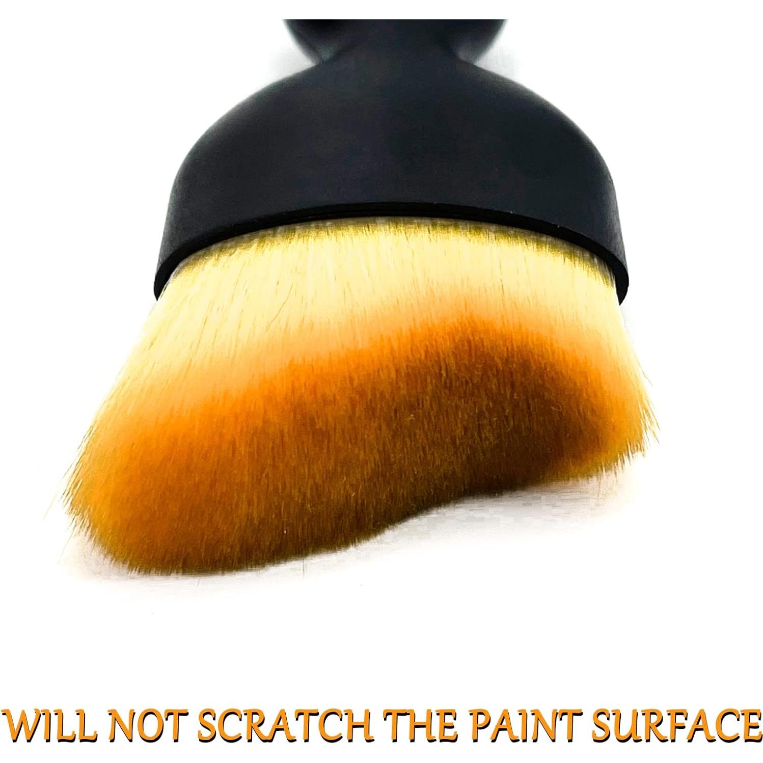 Msyuusr Car Interior Detailing Brush, Ultra Soft Bristles Dust Brush Car Cleaning Brush, Car Interior Cleaning Tool for Cleaning Panels, Air Vent, Computer, Leather (Yellow)